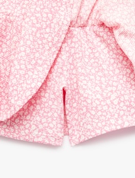 Fiyonklu Gipeli Bürümcük Çiçekli Şort Etek