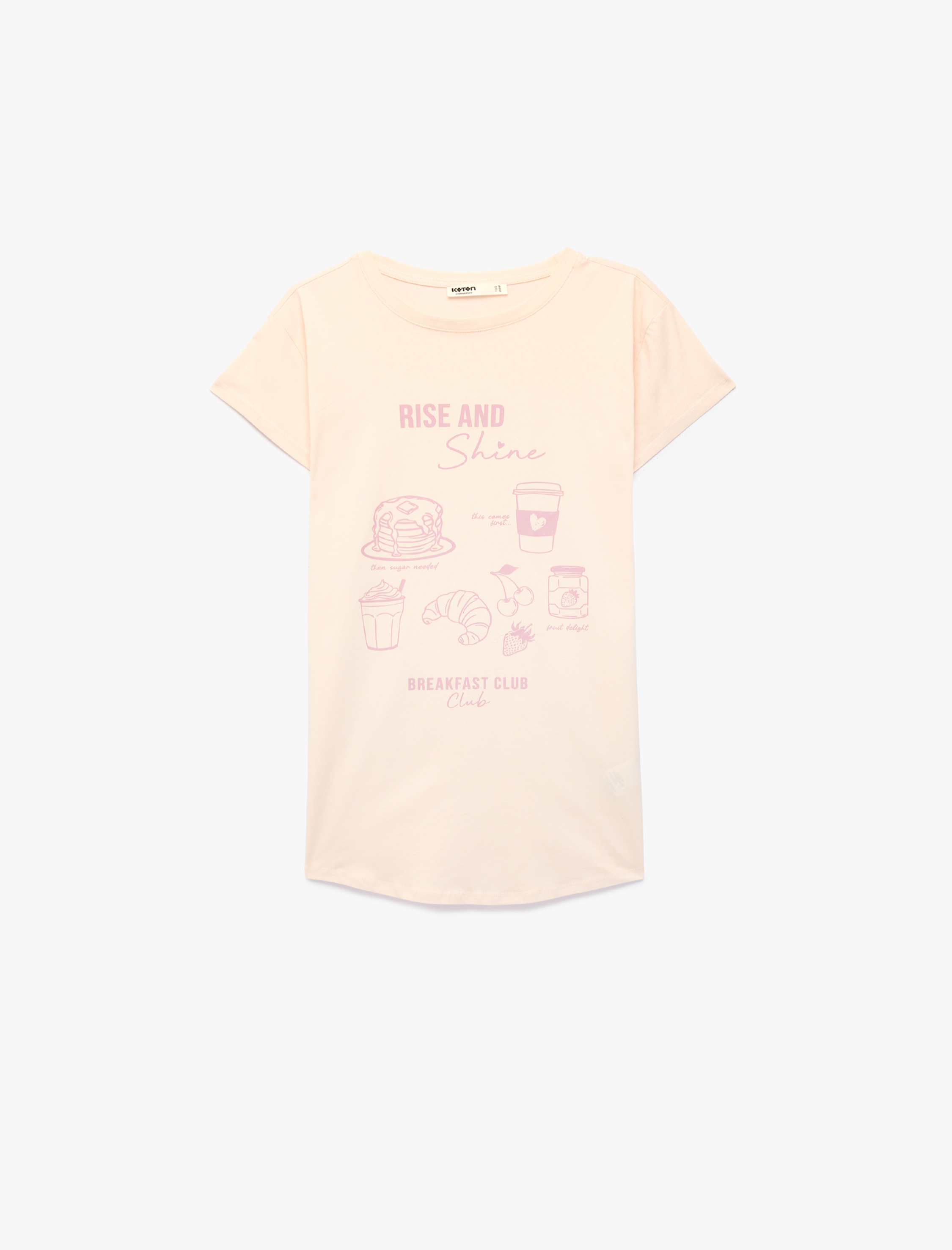   Rahat Kalıp Kısa Kollu Bisiklet Yaka Baskılı Pamuklu Gecelik