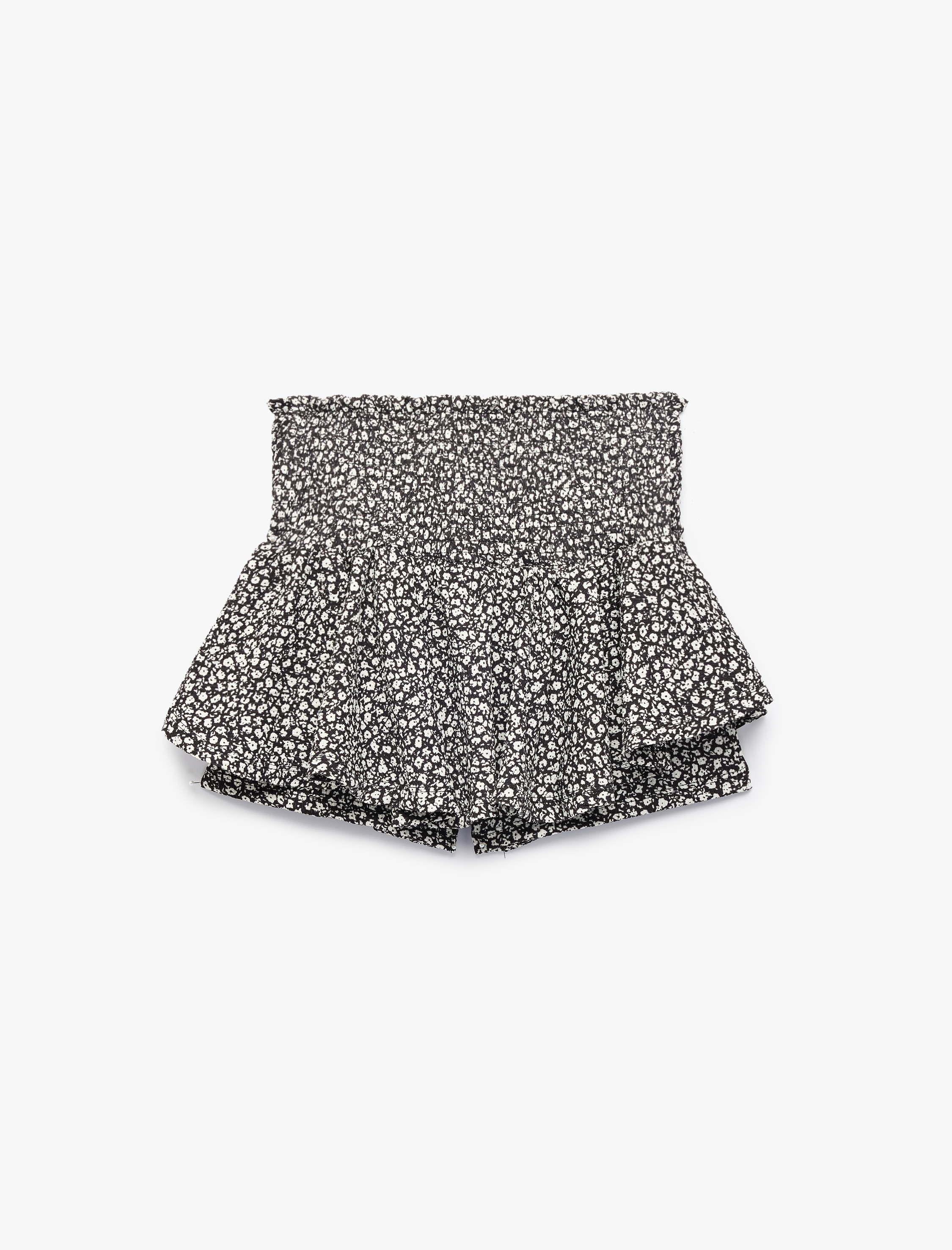  Kız Çocuk Fiyonklu Gipeli Bürümcük Çiçekli Şort Etek