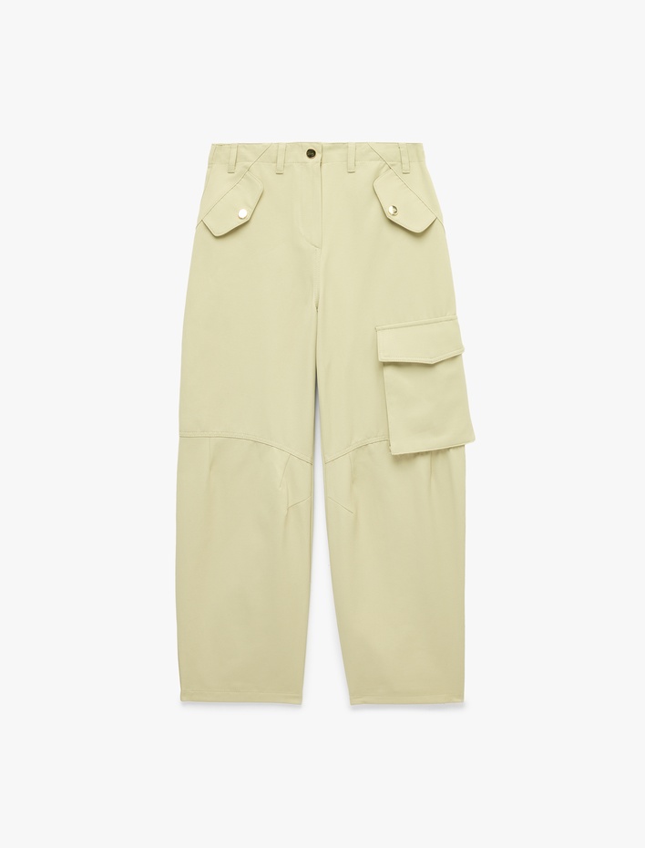  Yüksek Bel Kargo Cepli Balon Pantolon