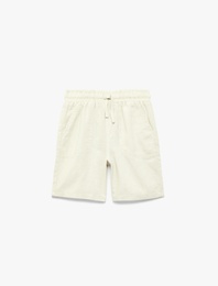 Keten ve Viskon Karışımlı Beli Bağcıklı Basic Şort