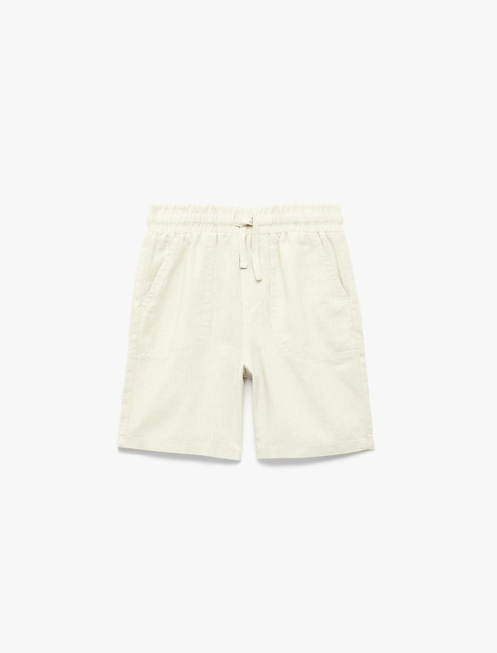 Erkek Çocuk Keten ve Viskon Karışımlı Beli Bağcıklı Basic Şort