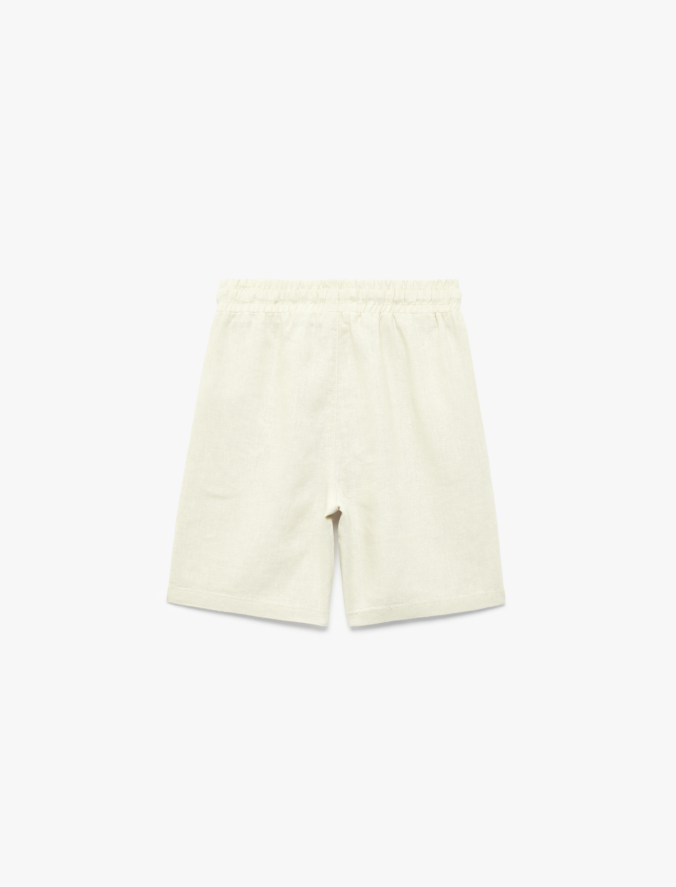  Erkek Çocuk Keten ve Viskon Karışımlı Beli Bağcıklı Basic Şort