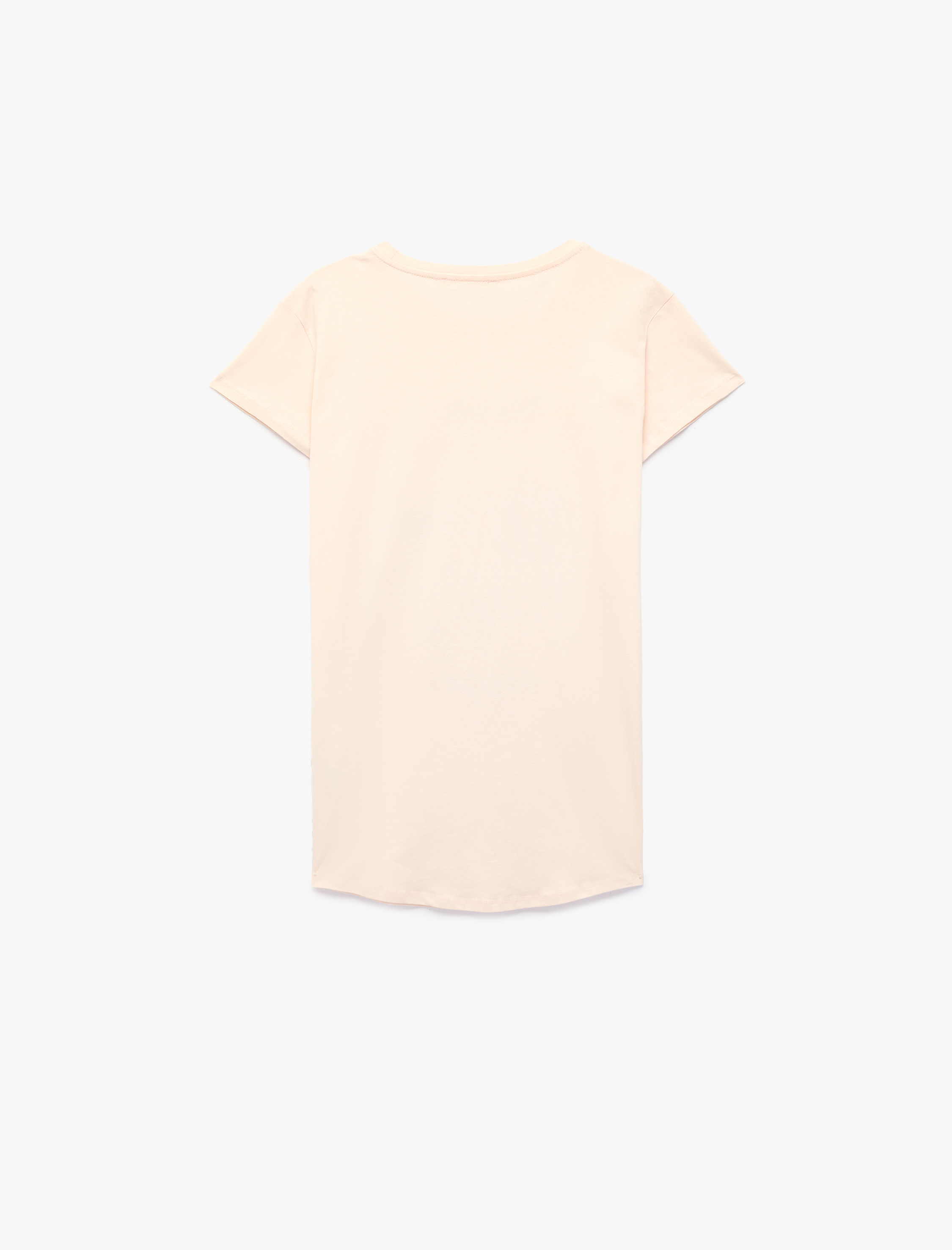   Rahat Kalıp Kısa Kollu Bisiklet Yaka Baskılı Pamuklu Gecelik