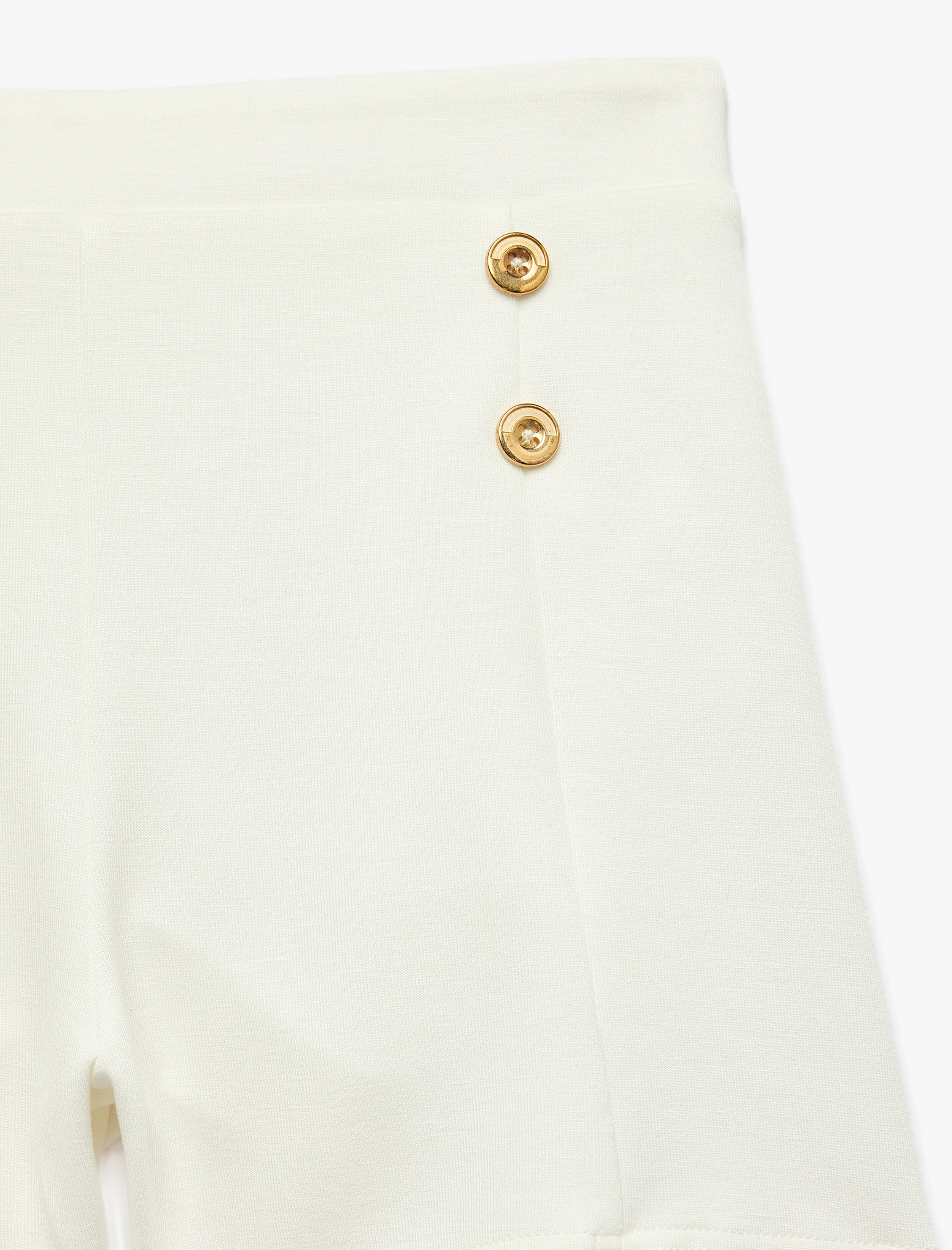  Kız Bebek Düğme Detaylı Viskon Karışımlı Beli Lastikli Şort