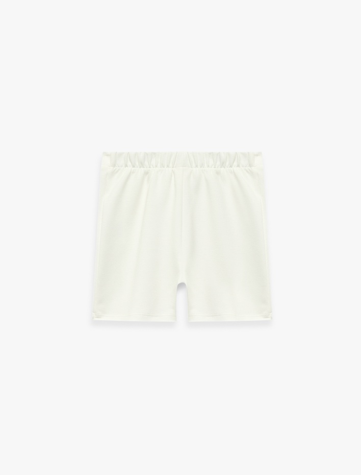 Kız Bebek Düğme Detaylı Viskon Karışımlı Beli Lastikli Şort