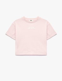 Pamuklu Kısa Kollu Bisiklet Yaka Arkası Baskılı Tişört