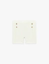 Düğme Detaylı Viskon Karışımlı Beli Lastikli Şort