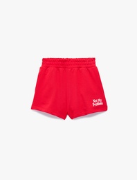 Rahat Kalıp Baskılı Normal Bel Lastikli Mini Spor Şort