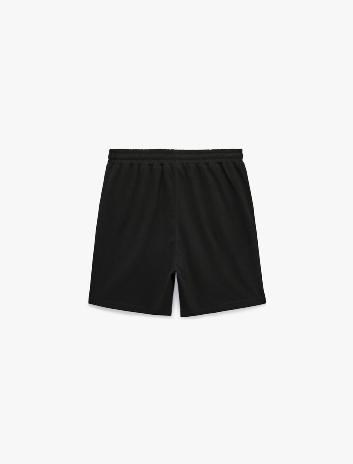  Straight Fit Cepli Pike Kumaş Bermuda Beli Bağcıklı Spor Şort