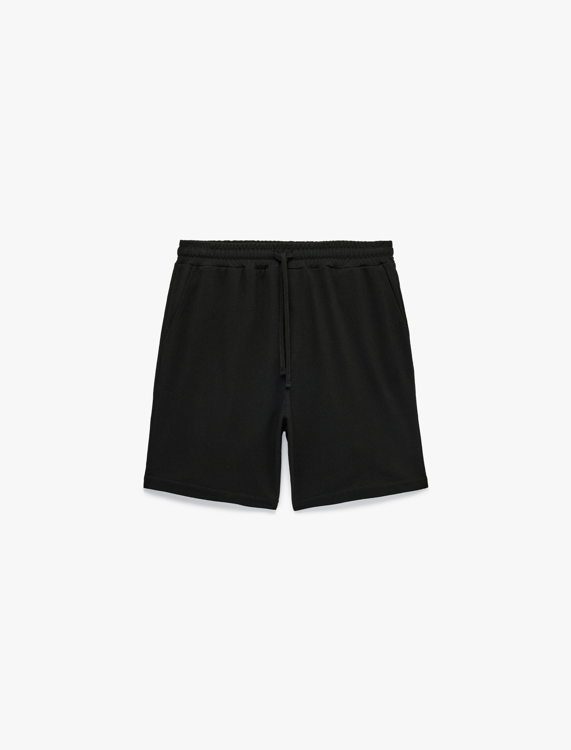   Straight Fit Cepli Pike Kumaş Bermuda Beli Bağcıklı Spor Şort