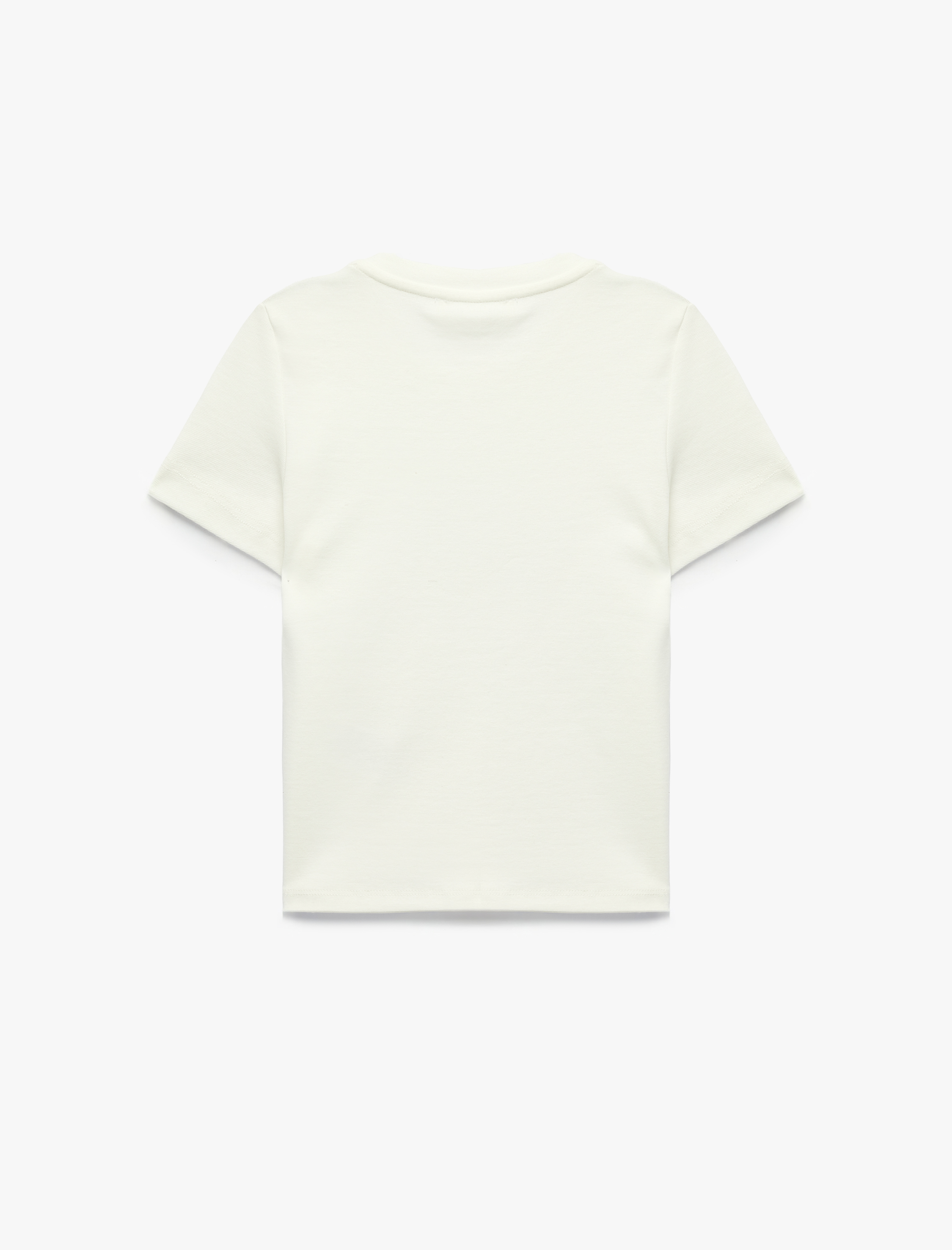   Pamuklu Slim Fit Kısa Kollu Bisiklet Yaka Yengeç Nakışlı Tişört