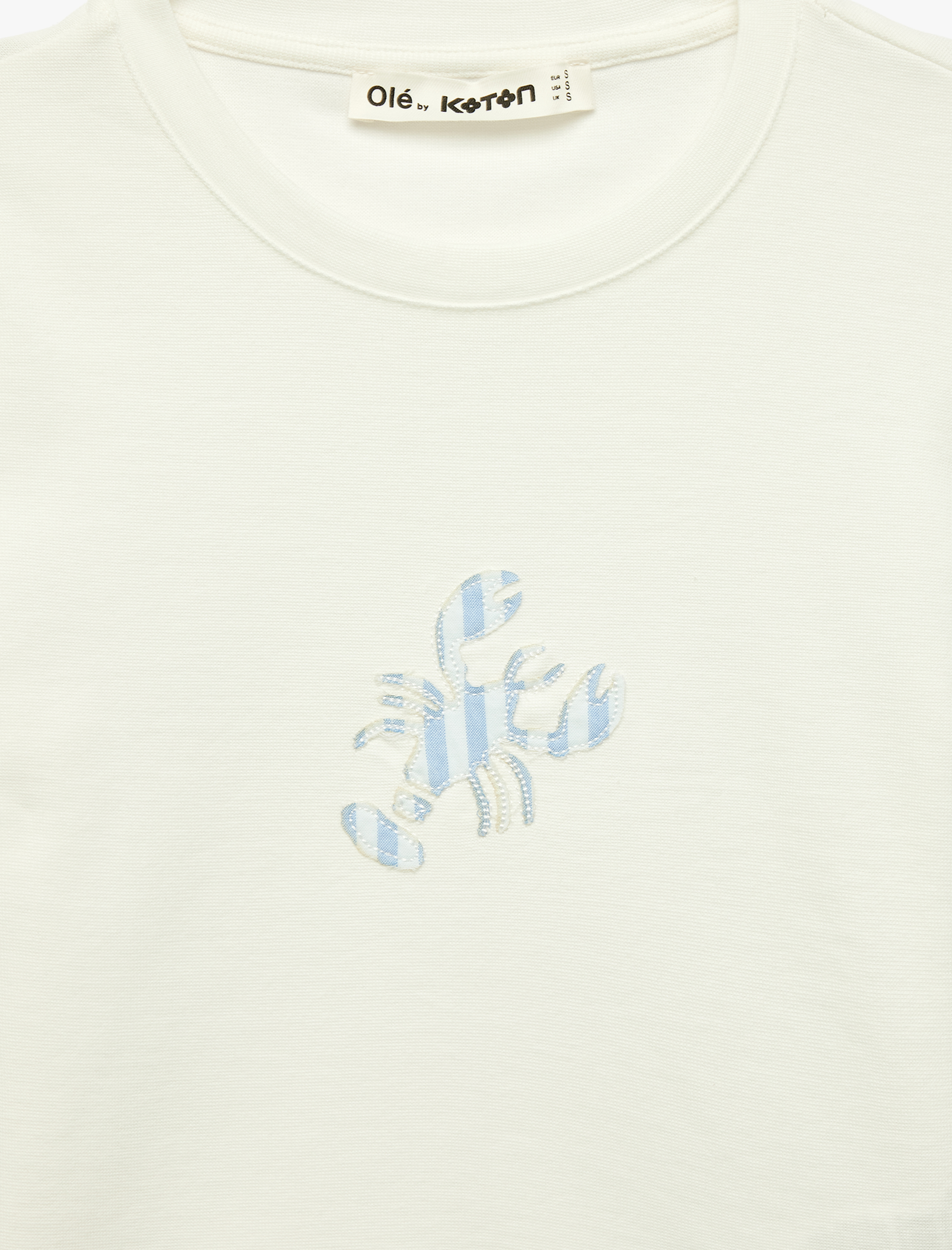   Pamuklu Slim Fit Kısa Kollu Bisiklet Yaka Yengeç Nakışlı Tişört