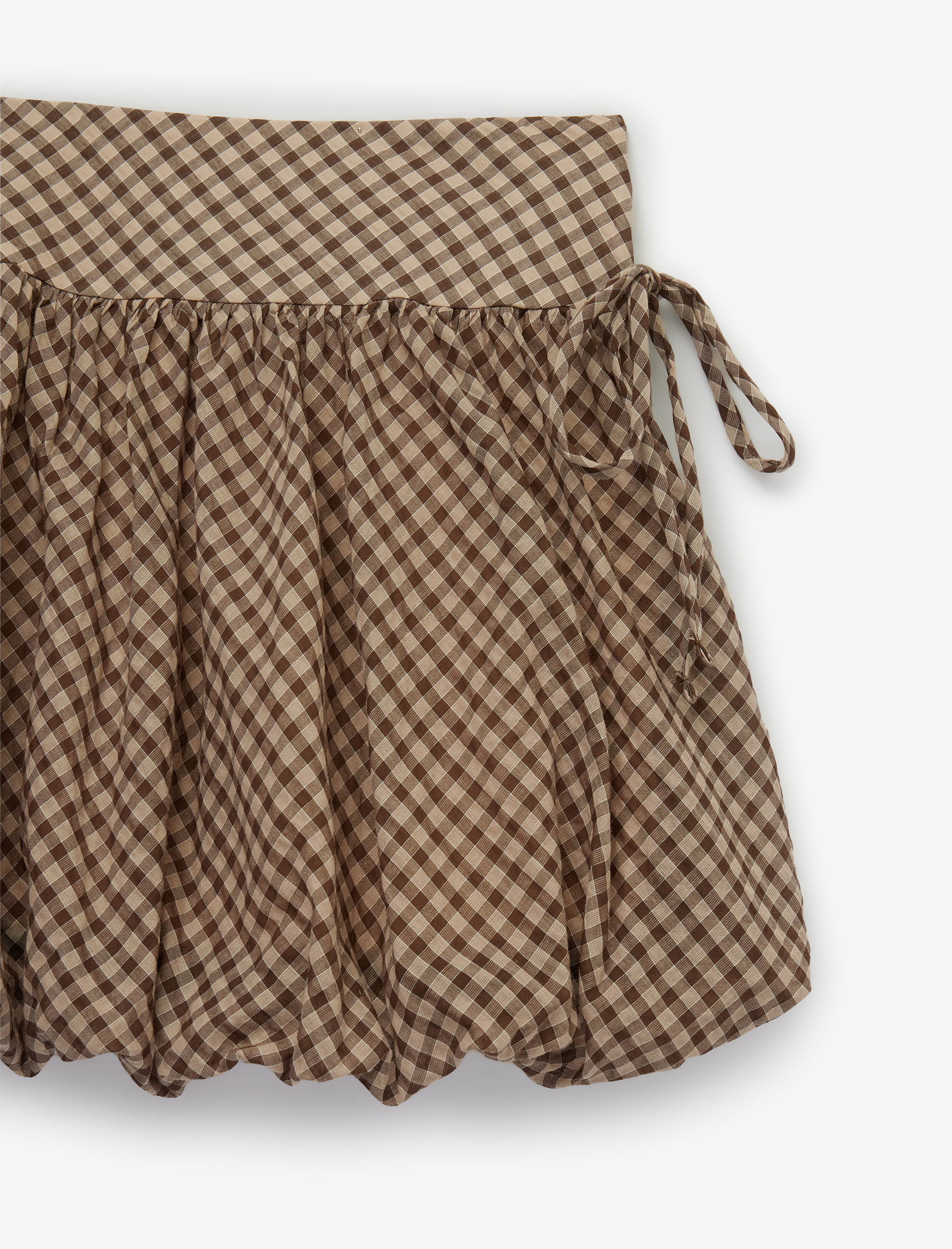   Slim Fit Yanları Bağlamalı Pötikareli Mini Balon Etek