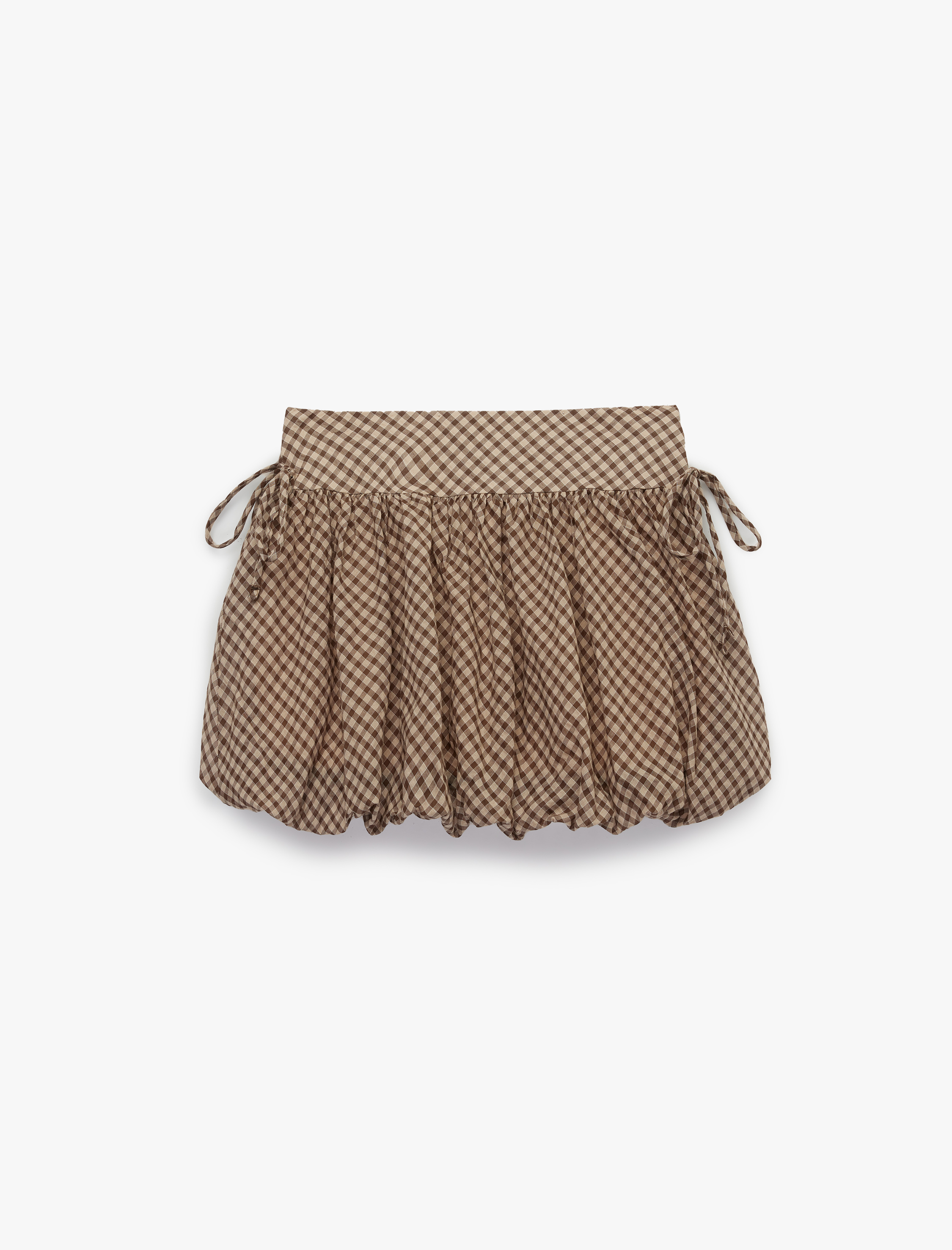   Slim Fit Yanları Bağlamalı Pötikareli Mini Balon Etek