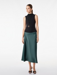 Beli Lastikli Balık Kesim Midi Saten Etek