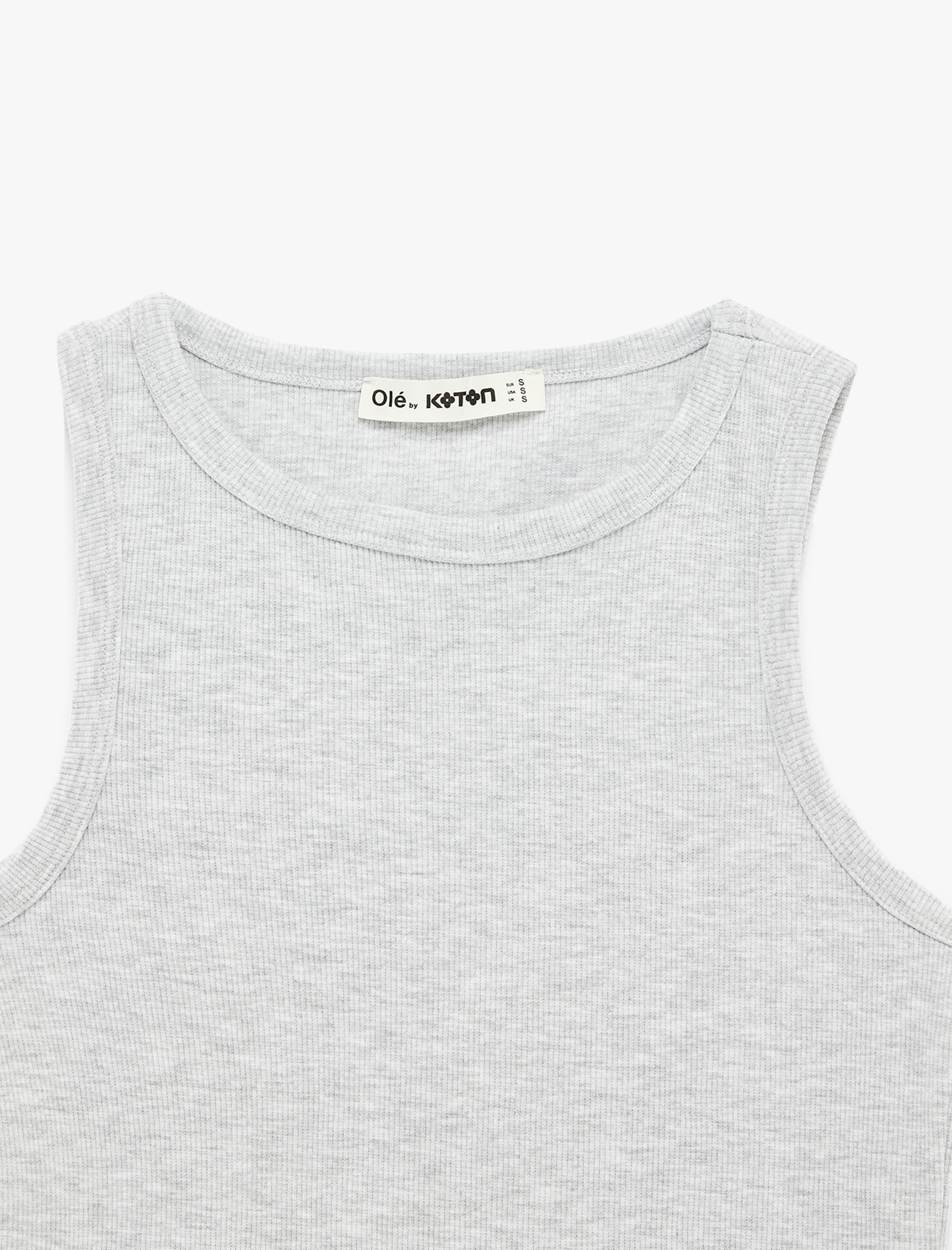   Slim Fit Bisiklet Yaka Fitilli Kolsuz Atlet