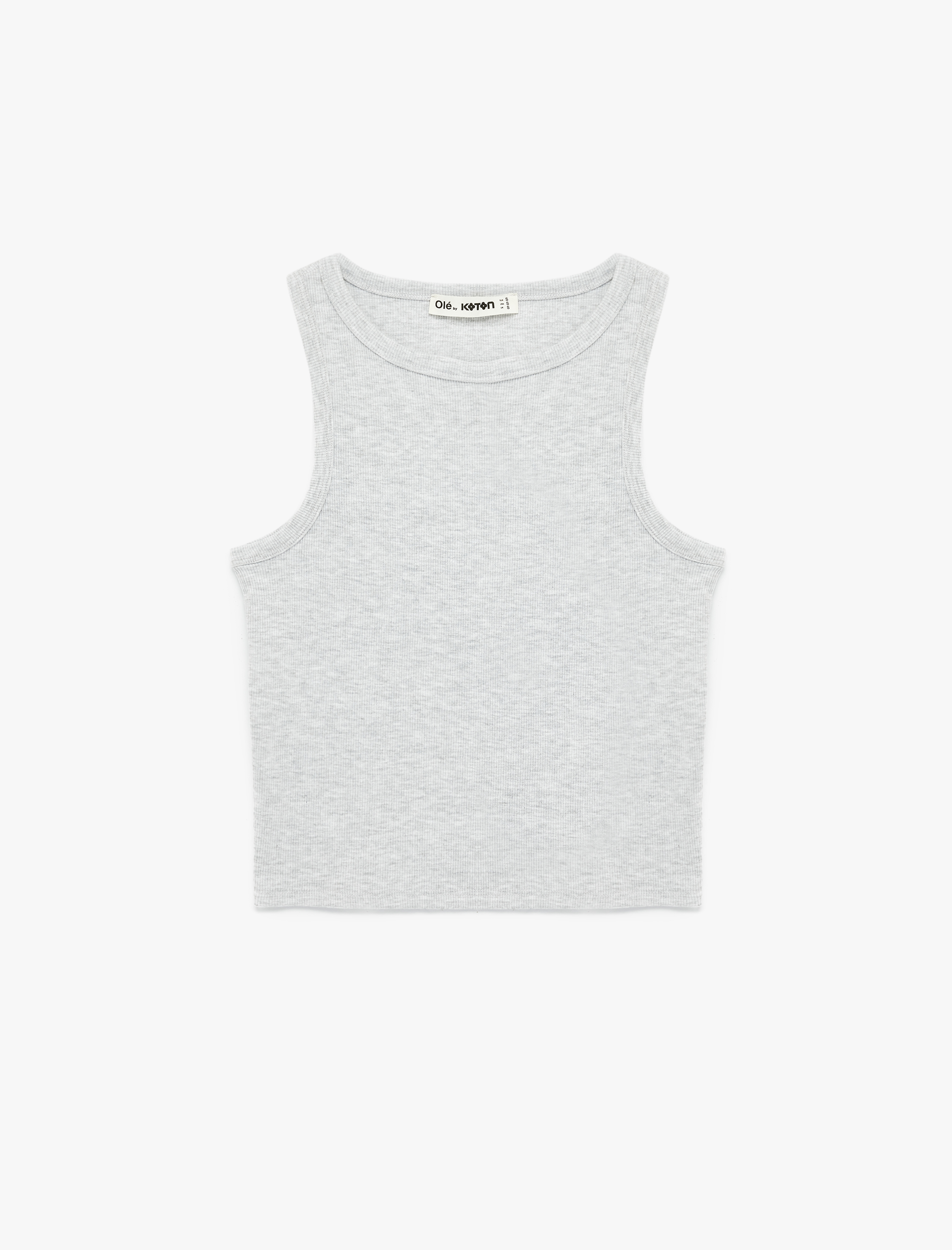   Slim Fit Bisiklet Yaka Fitilli Kolsuz Atlet