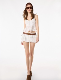 Pamuklu İp Askılı V Yaka Düğmeli Fisto Bluz