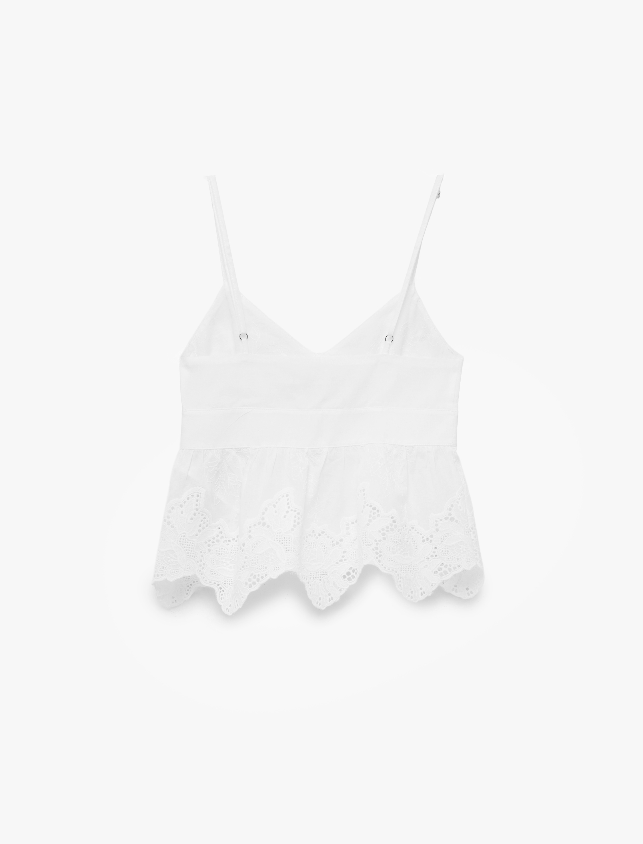   Pamuklu İp Askılı V Yaka Düğmeli Fisto Bluz