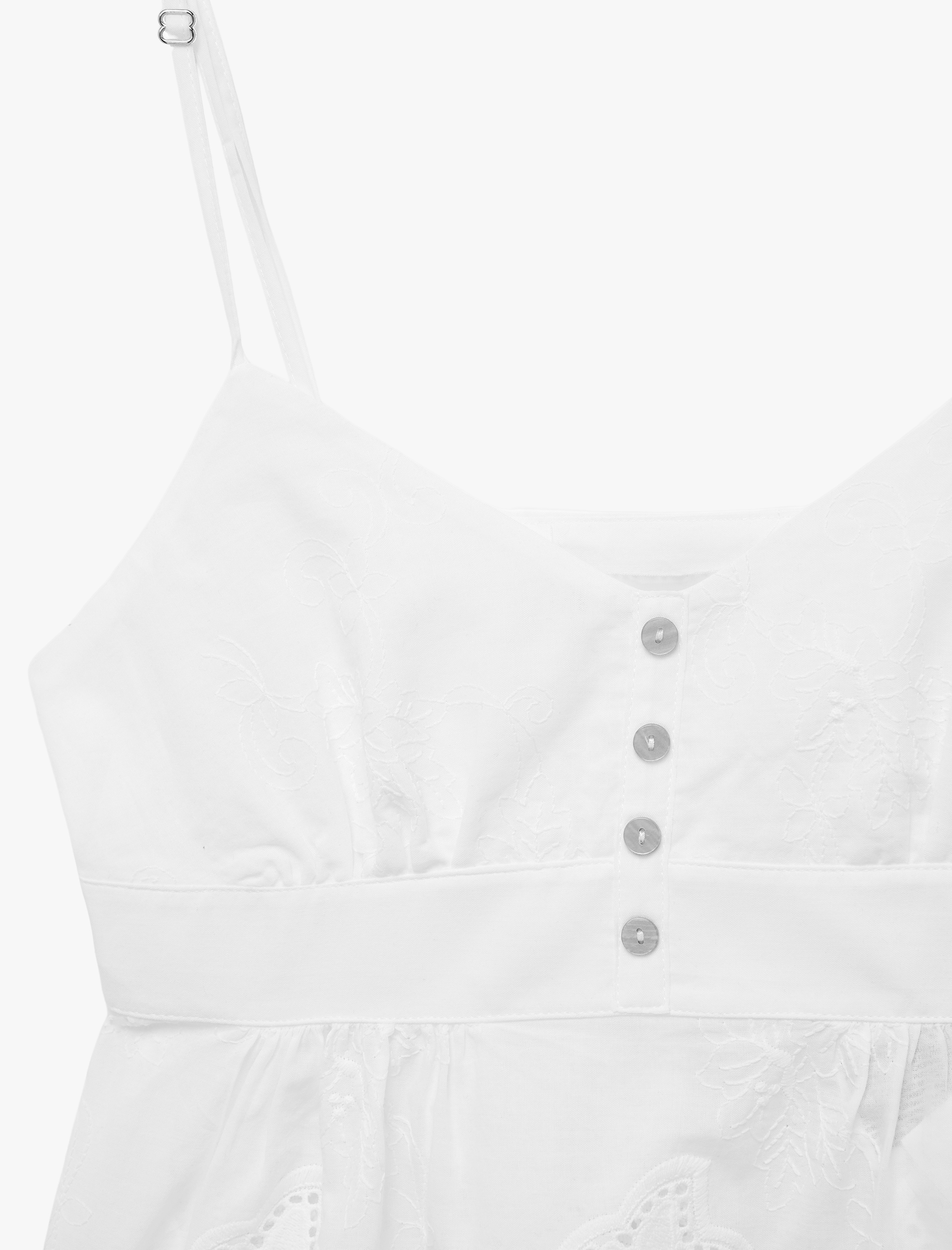   Pamuklu İp Askılı V Yaka Düğmeli Fisto Bluz