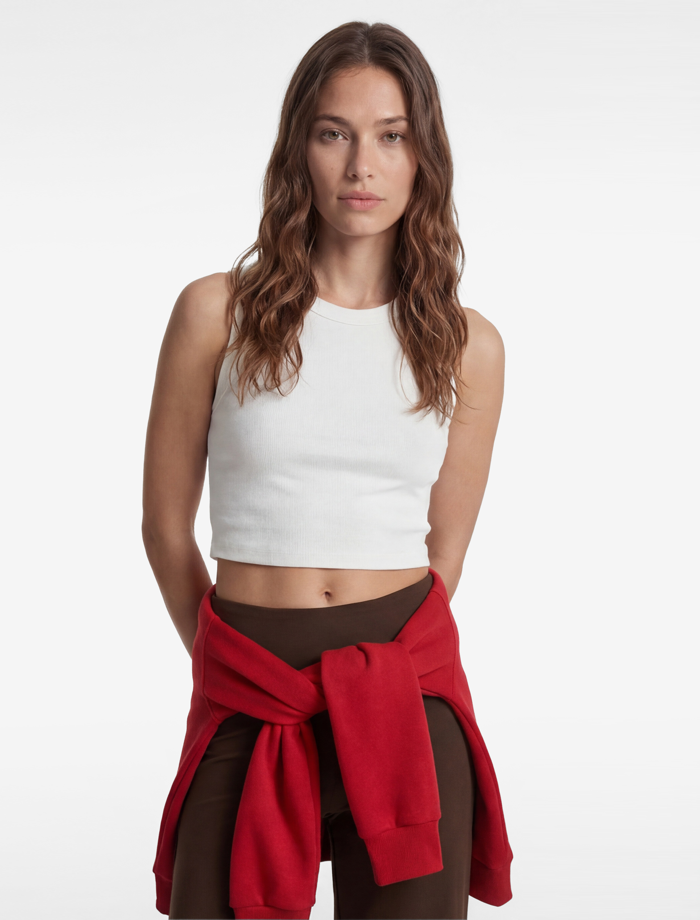   Rahat Kalıp Kolsuz Bisiklet Yaka Crop Spor Bluz