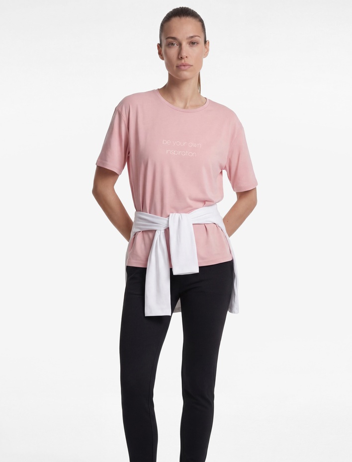  Rahat Kalıp Bisiklet Yaka Kısa Kollu Baskılı Spor Tişört