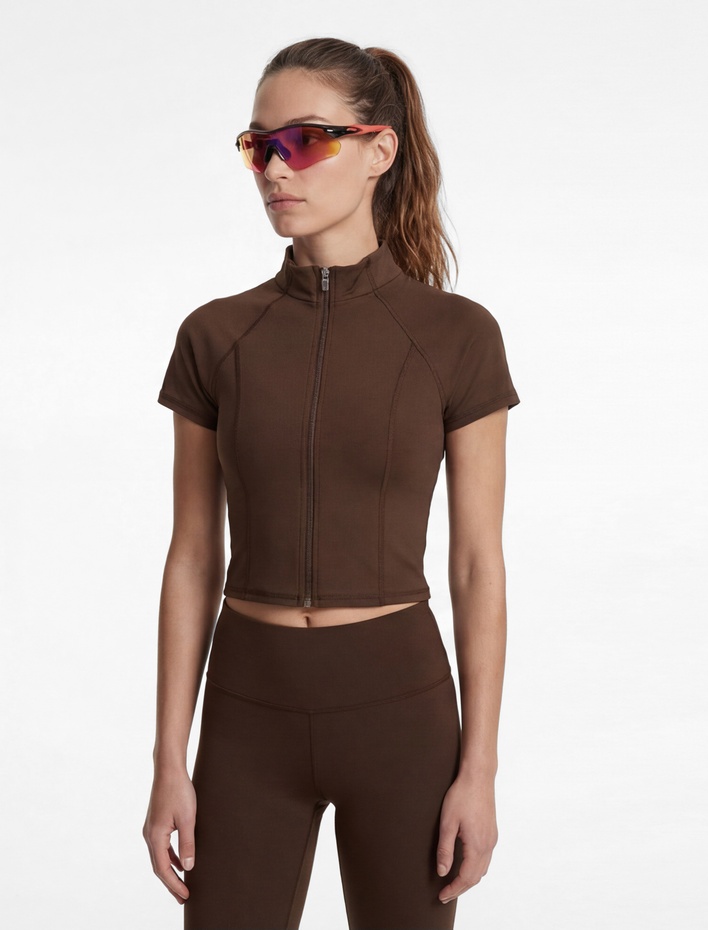  Slim Fit Kısa Kollu Fermuarlı Dik Yaka Spor Tişört