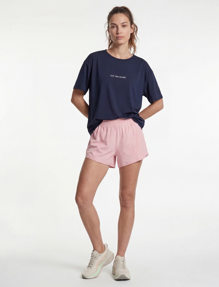  Rahat Kalıp Kısa Kollu Bisiklet Yaka Baskılı Spor Tişört