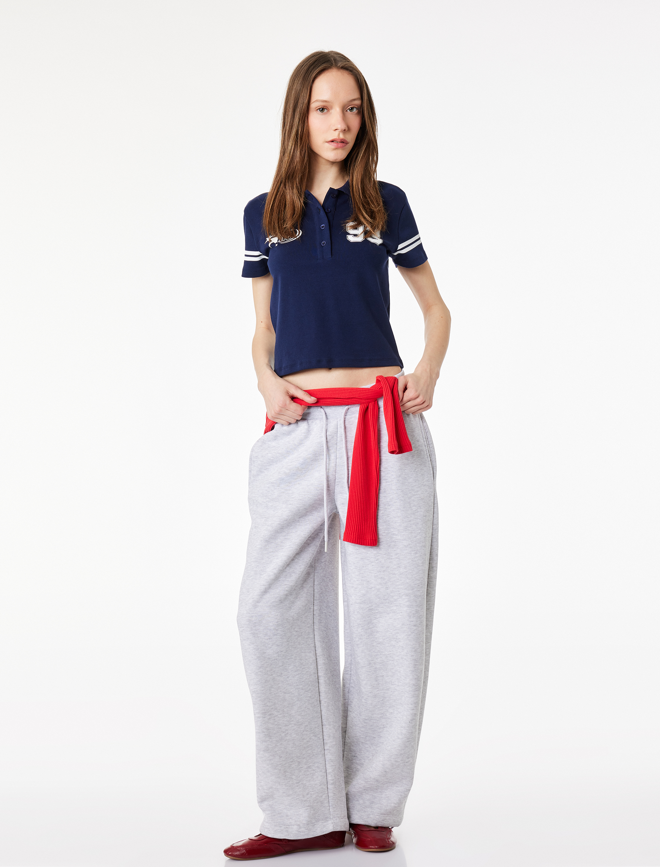   Regular Fit Düğmeli Kısa Kollu Kolej Baskılı Polo Yaka Tişört