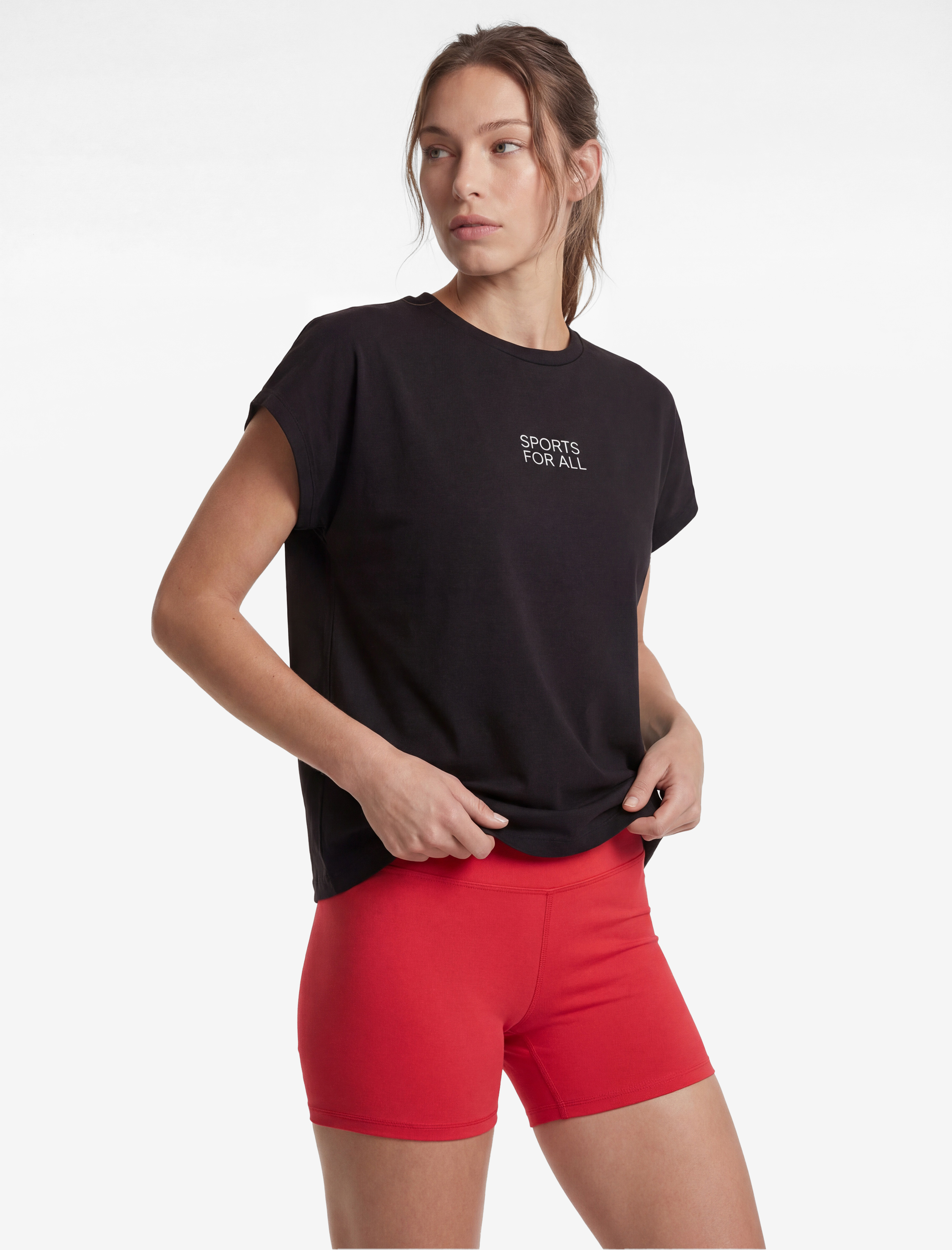   Rahat Kalıp Bisiklet Yaka Kolsuz Baskılı Spor Tişört