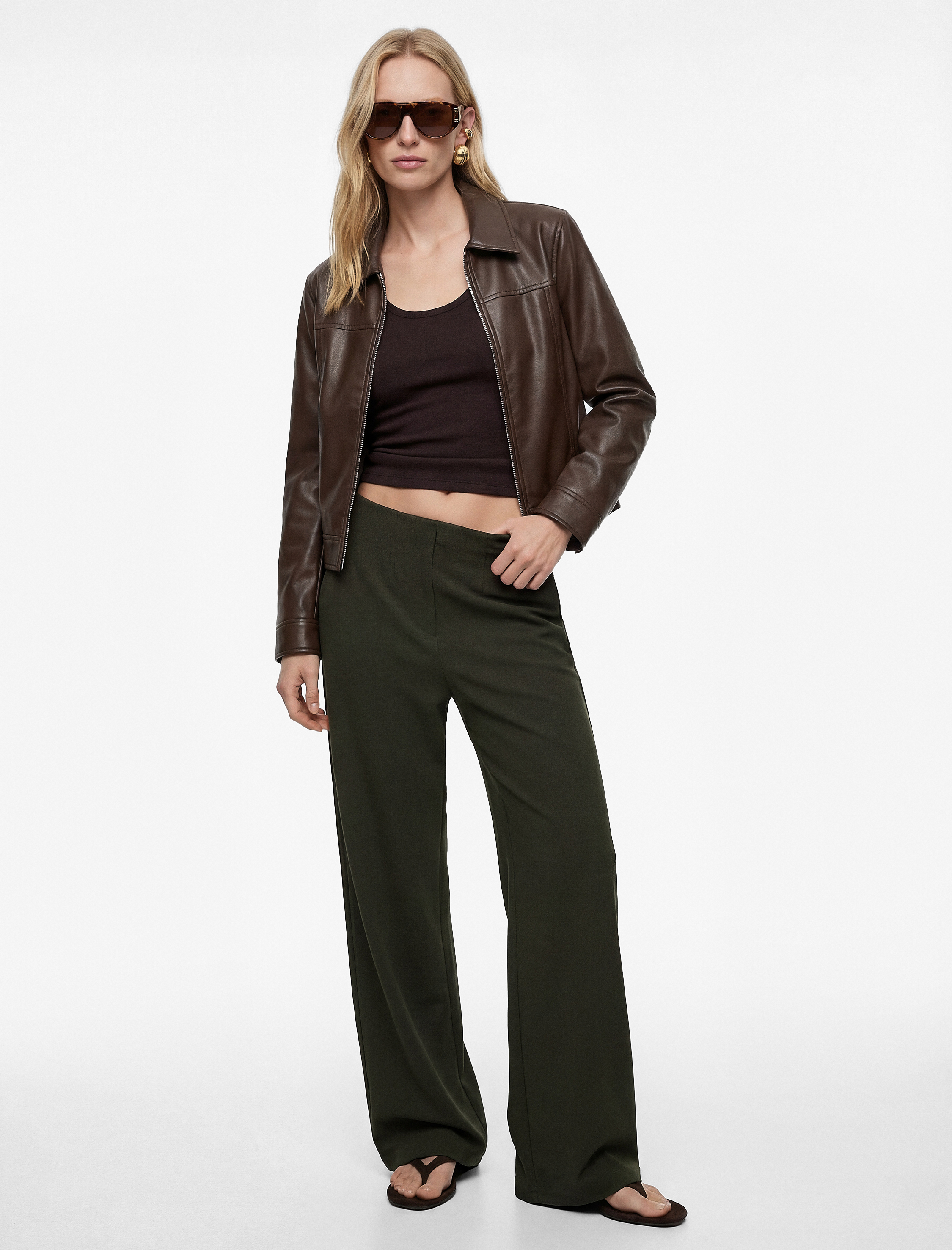 Viskon Karışımlı Yüksek Bel Uzun Geniş Paça Pantolon