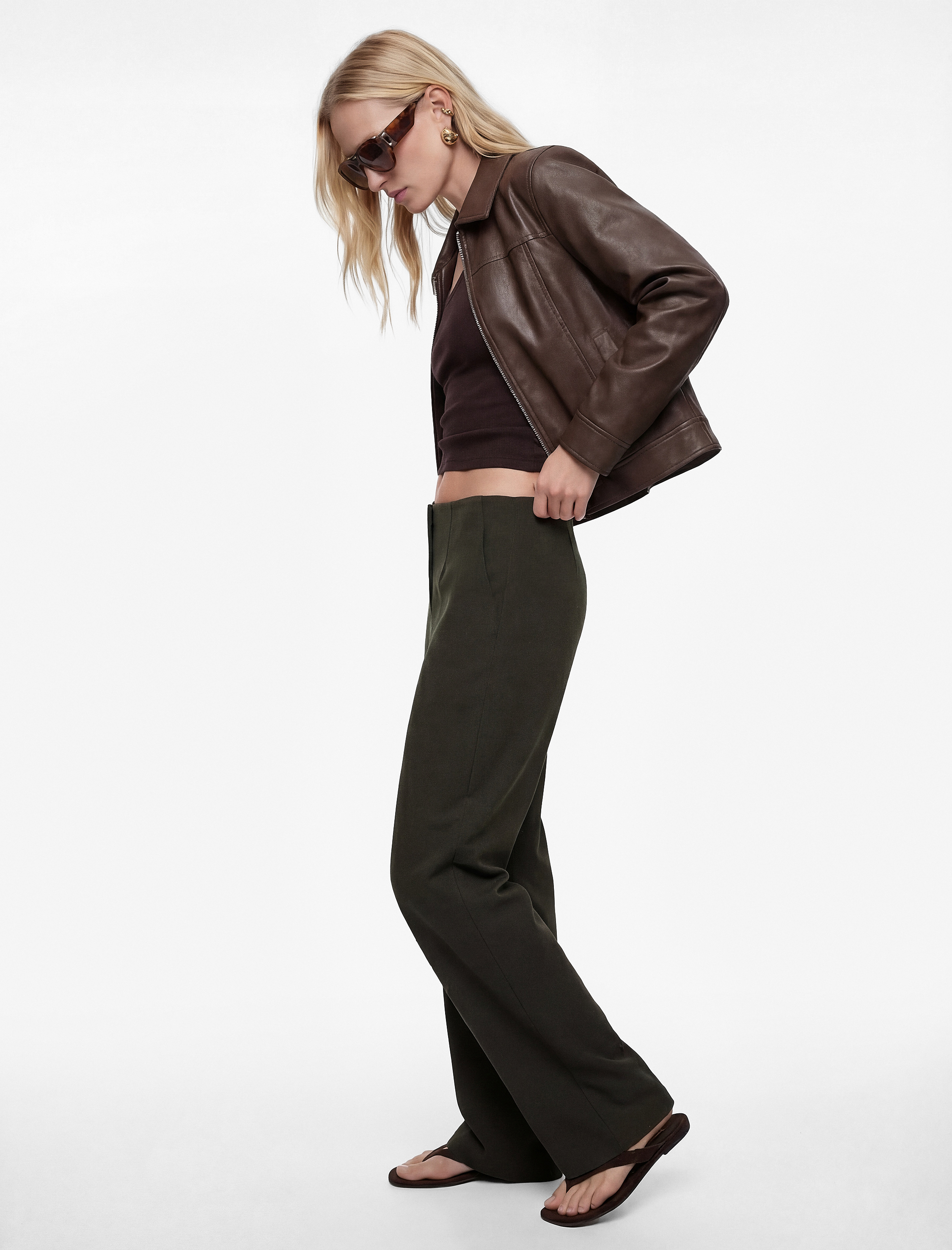 Viskon Karışımlı Yüksek Bel Uzun Geniş Paça Pantolon - Görsel 2