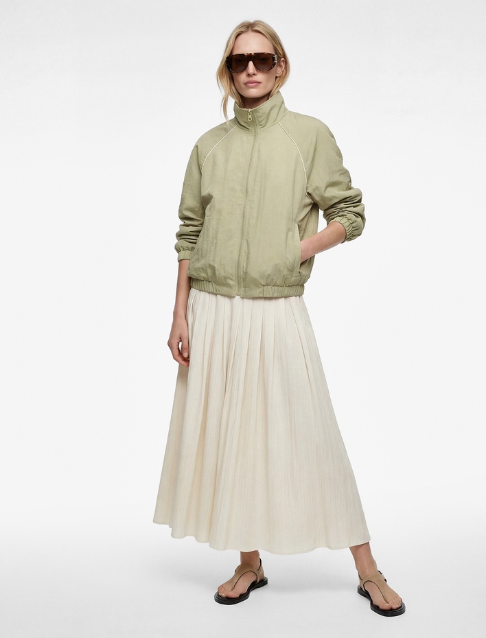  Cepli Uzun Kollu Fermuarlı Dik Yaka Spor Ceket