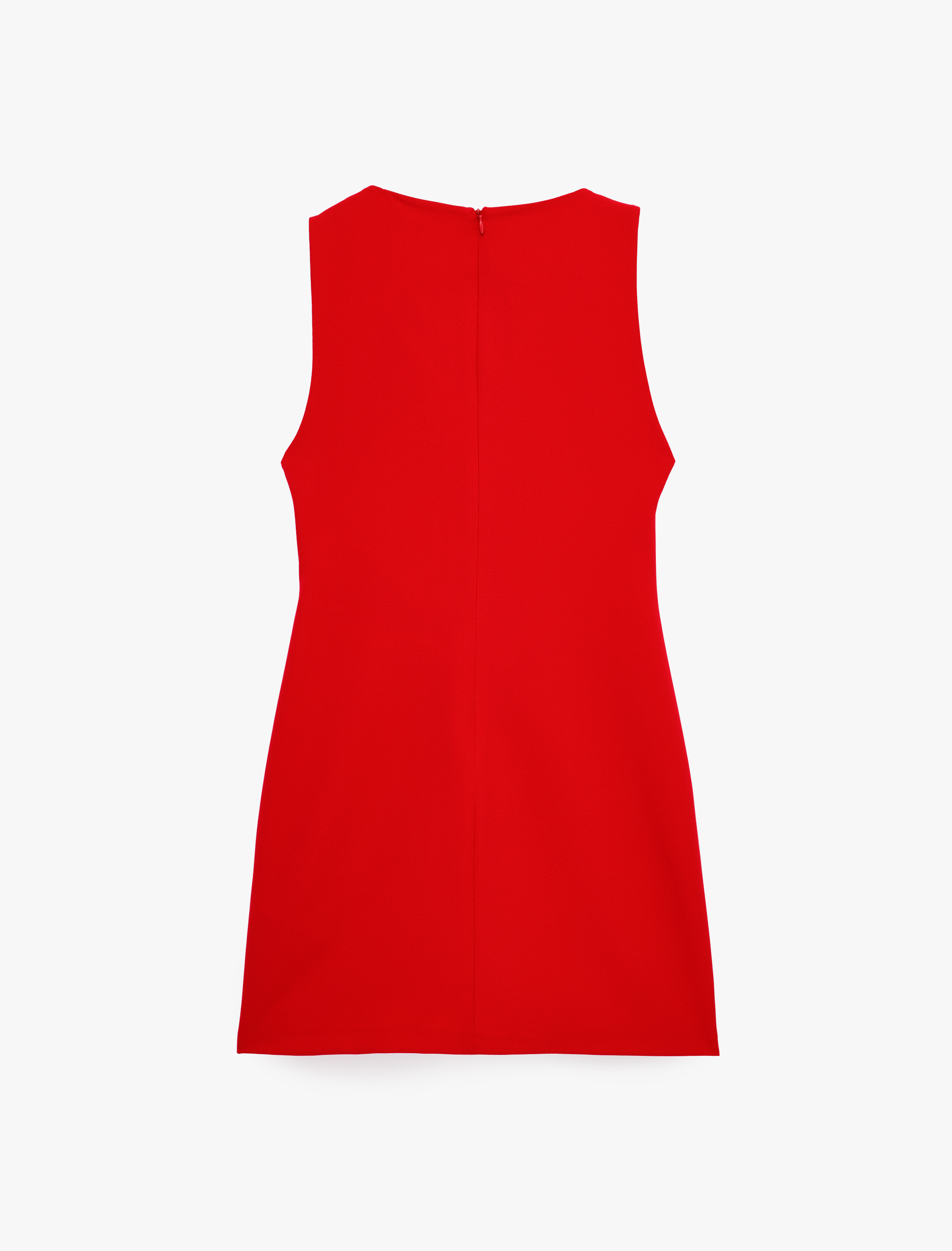 Bisiklet Yaka A Kesim Aksesuar Detaylı Kolsuz Mini Elbise - Görsel 4