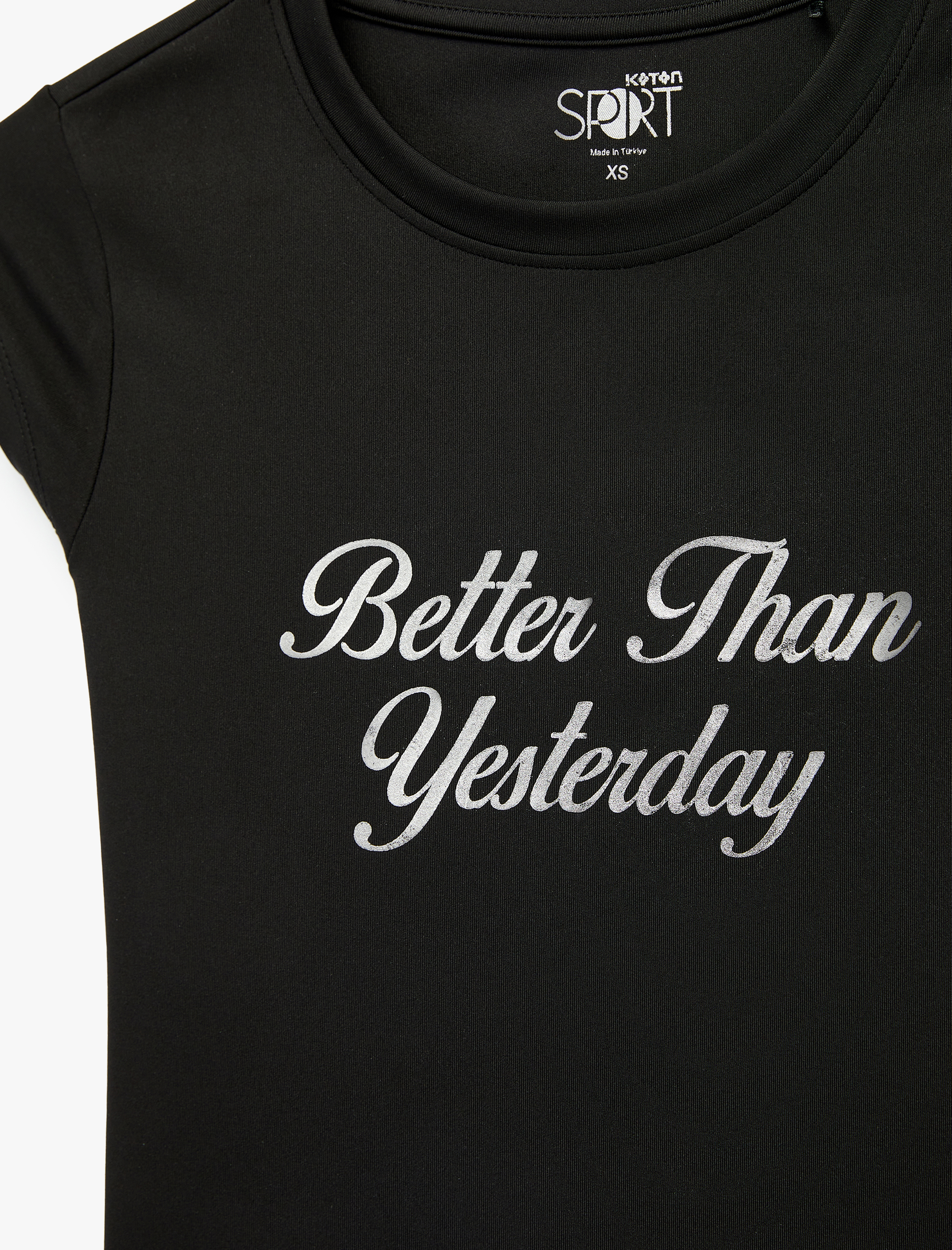   Rahat Kalıp Kısa Kollu Bisiklet Yaka Baskılı Spor Tişört