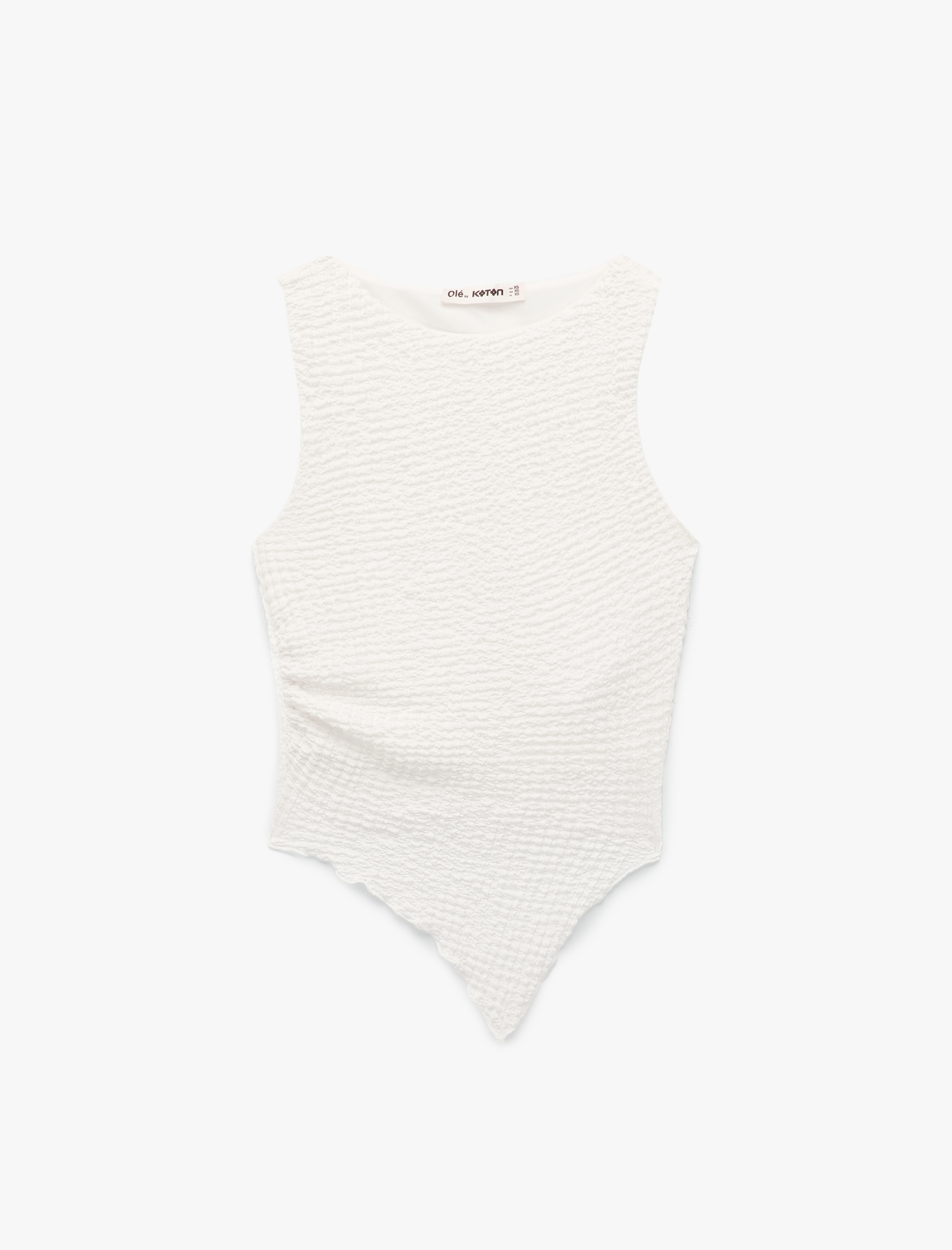   Bürümcük Kumaş Asimetrik Drapeli Kolsuz Bluz