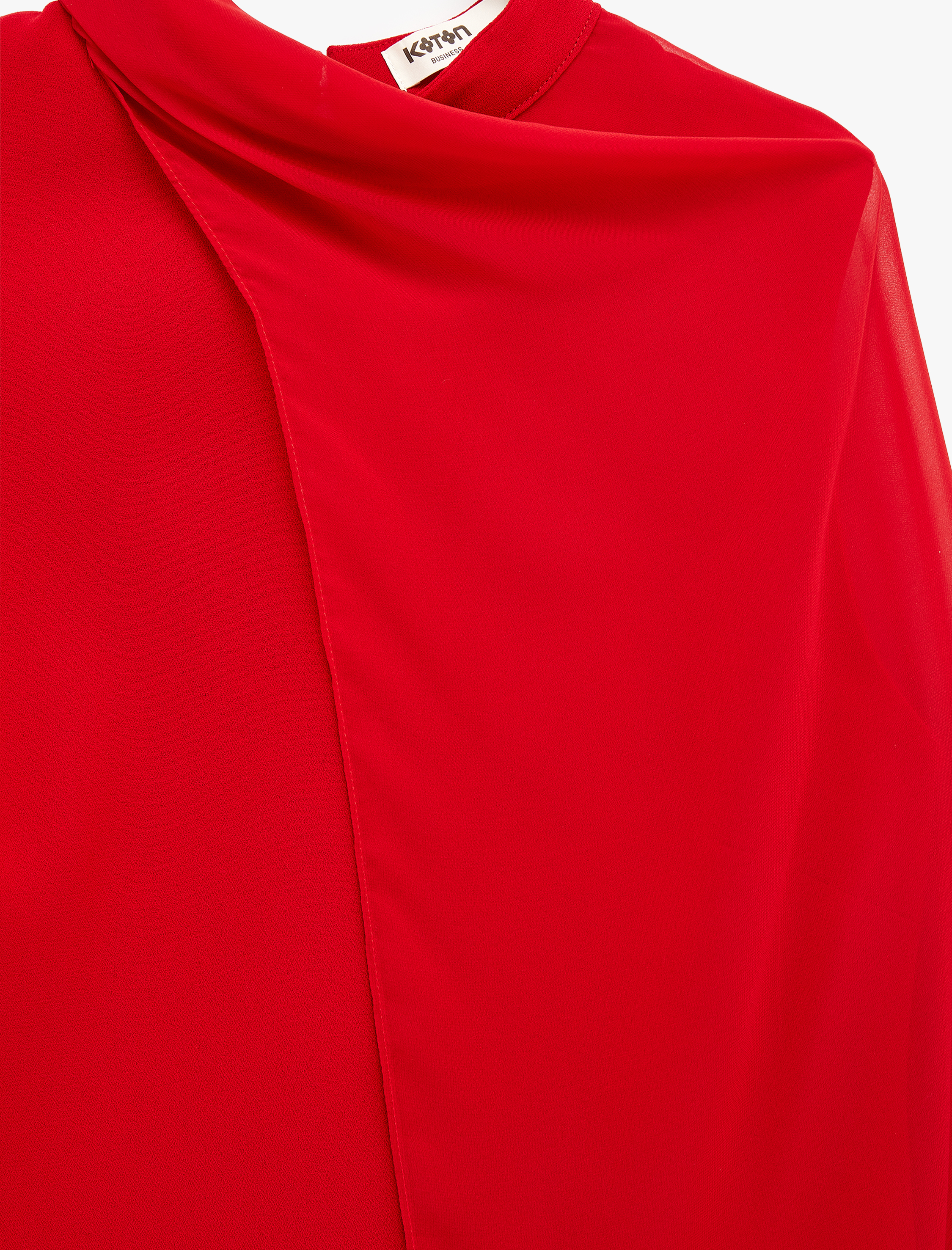 Bisiklet Yaka Pelerin Kollu A Kesim Krep Mini Elbise - Görsel 6