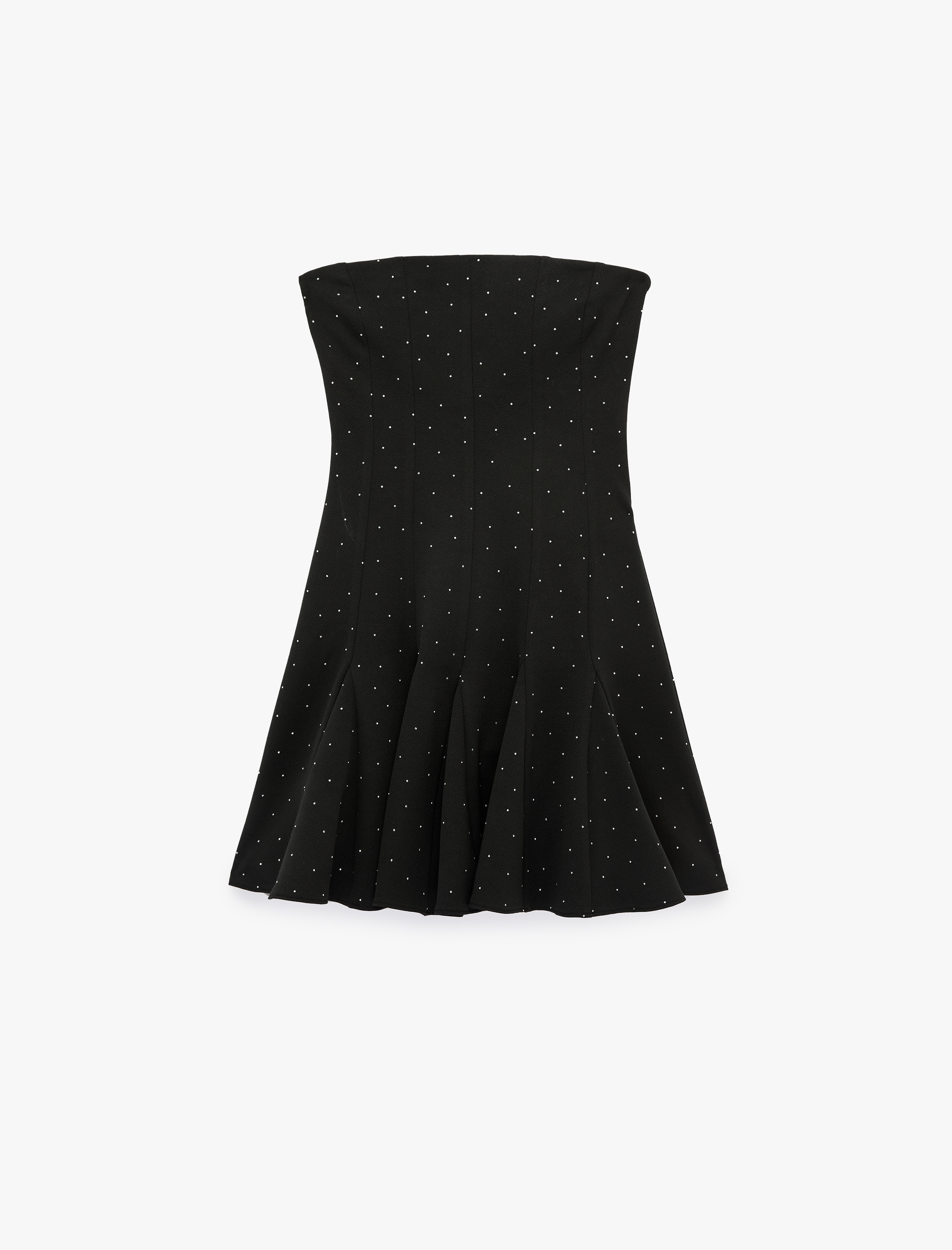 Straplez Yaka Kolsuz Saten Taşlı Mini Abiye Elbise - Görsel 3