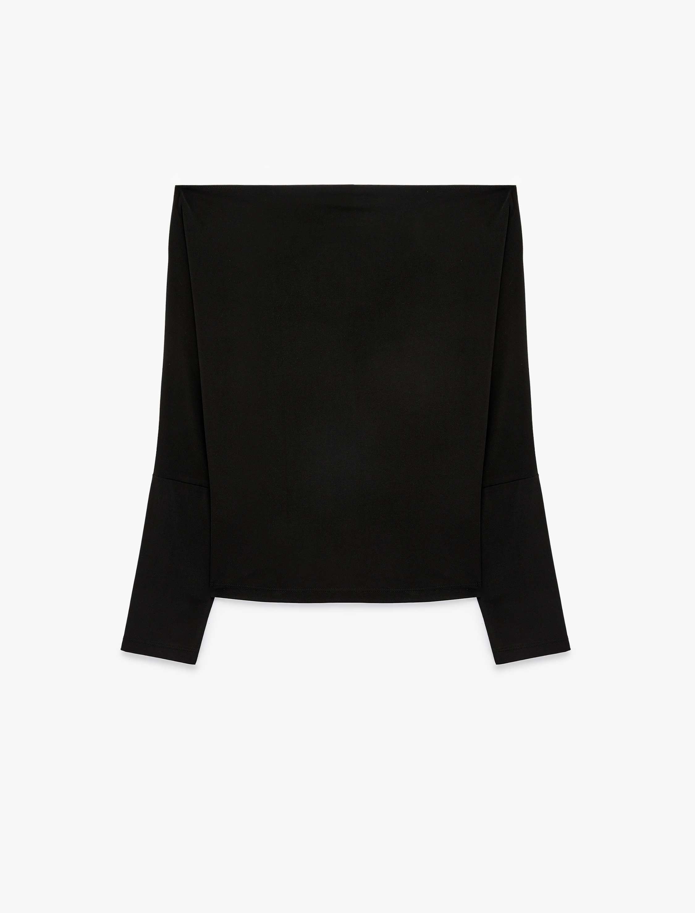   Sandy Kumaş Slim Fit Uzun Kollu Kayık Yaka Omzu Açık Tişört