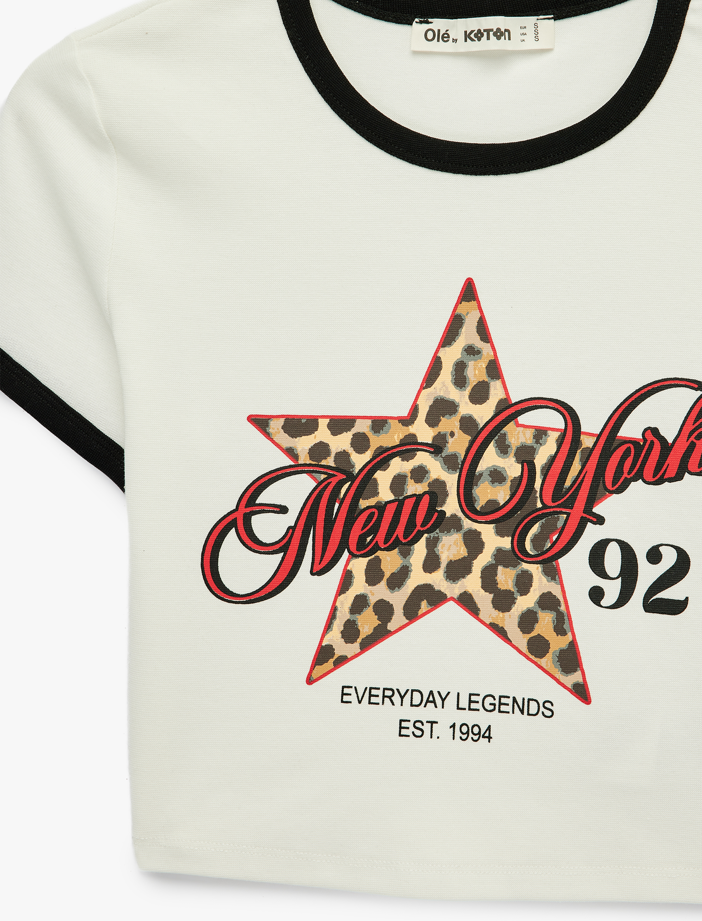   Slim Fit Kısa Kollu Bisiklet Yaka Leopar Baskılı Pamuklu Tişört