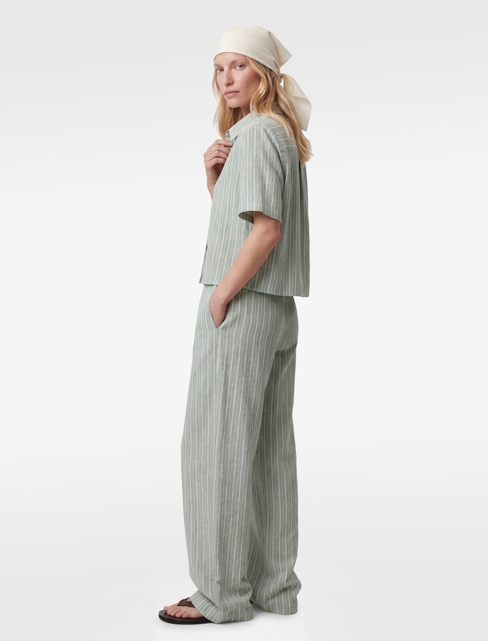  Regular Fit Kaçık Yaka Kısa Kollu Crop Gömlek