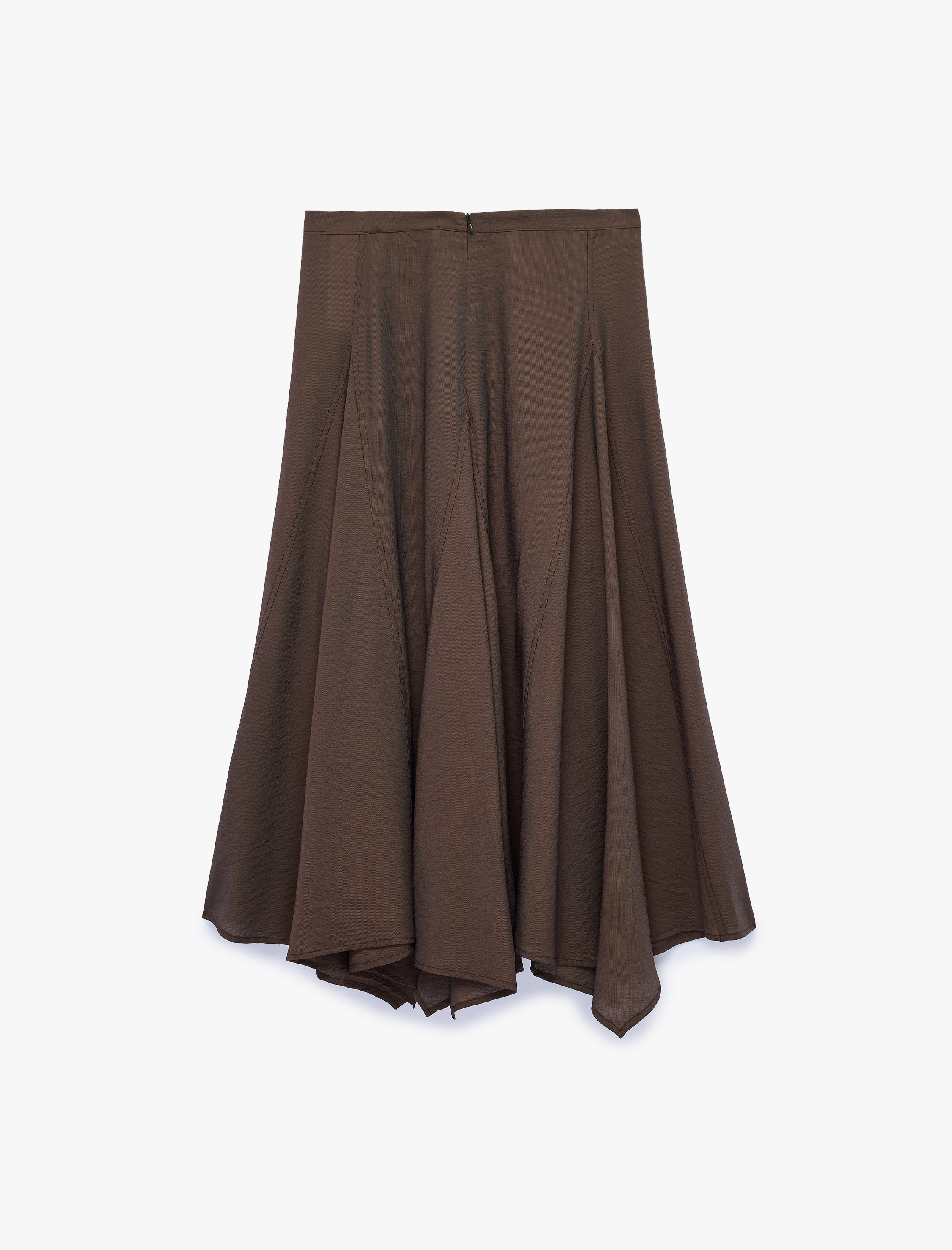   Viskon Kumaş Asimetrik Kesim Midi Etek