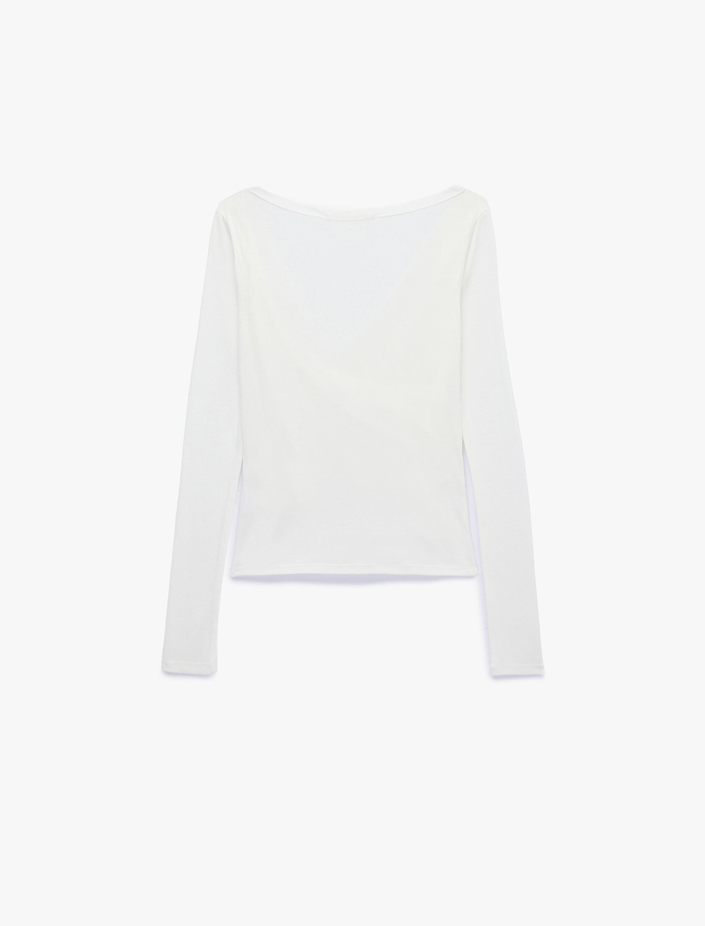   Slim Fit Drape Detaylı Uzun Kollu Kruvaze Tişört