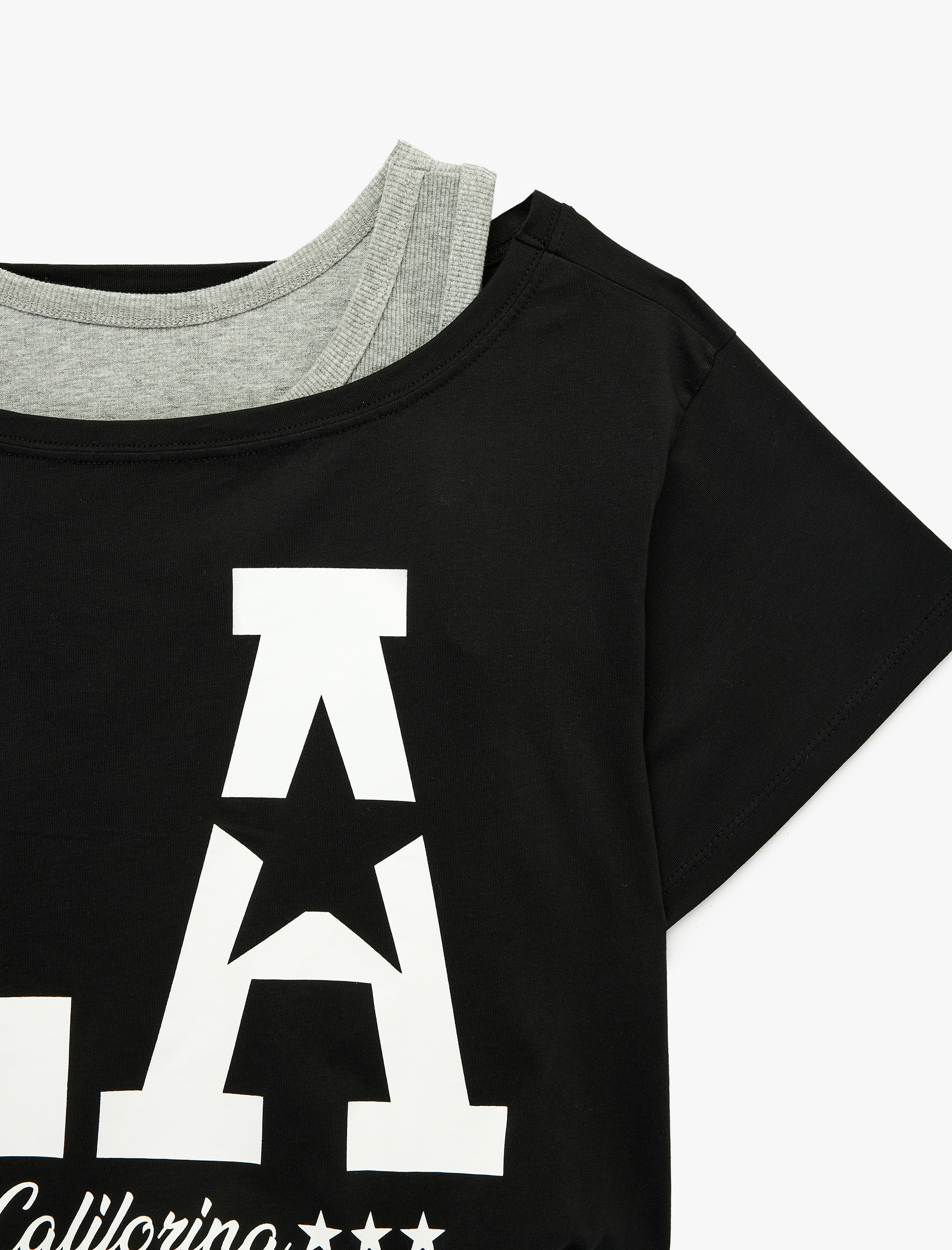   Rahat Kalıp Kısa Kollu Atletli Omzu Açık Pamuklu Crop Tişört