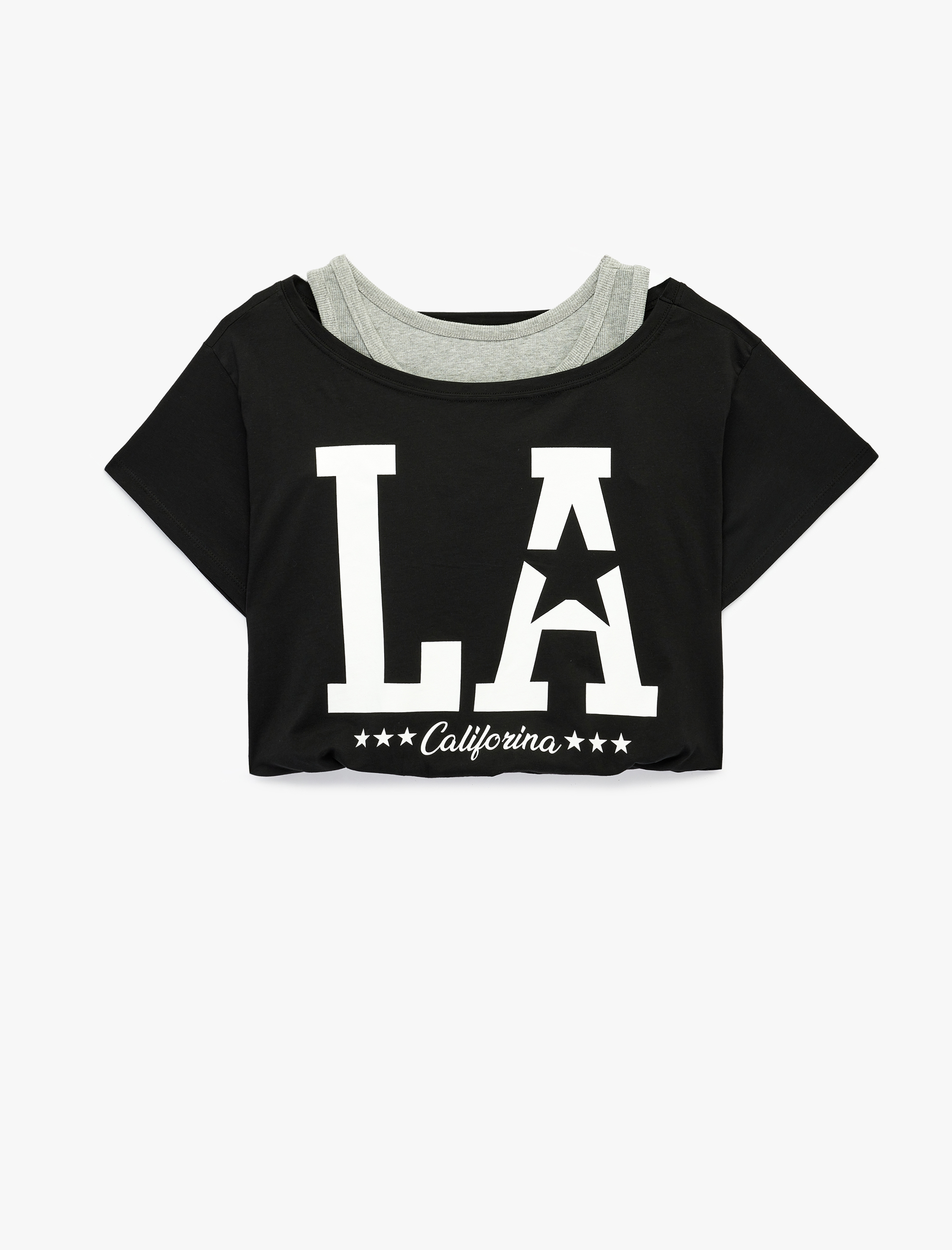   Rahat Kalıp Kısa Kollu Atletli Omzu Açık Pamuklu Crop Tişört