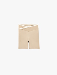 Asimetrik Yüksek Bel Slim Fit Biyeli Spor Biker Tayt