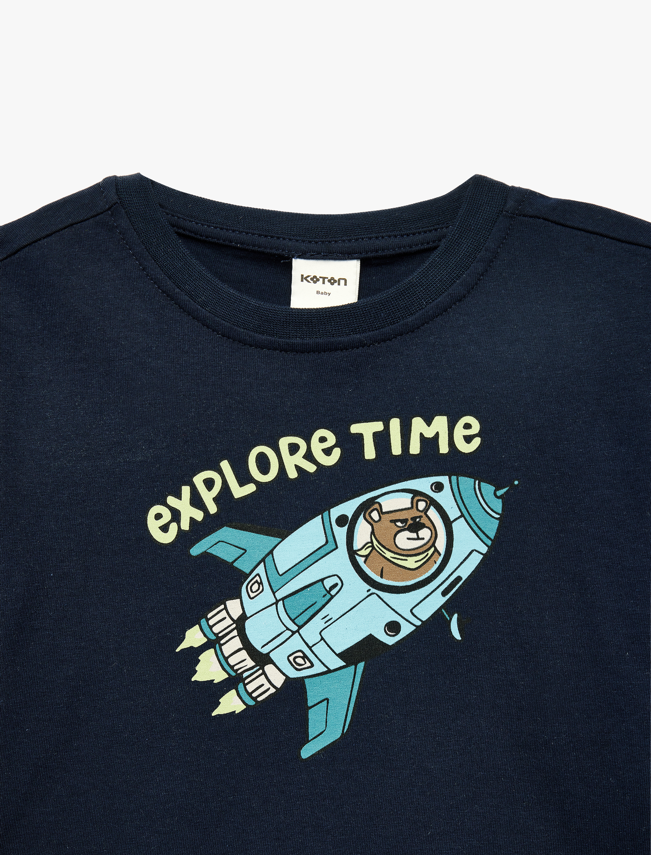  Erkek Bebek Pamuklu Bisiklet Yaka Kısa Kollu Baskılı Tişört