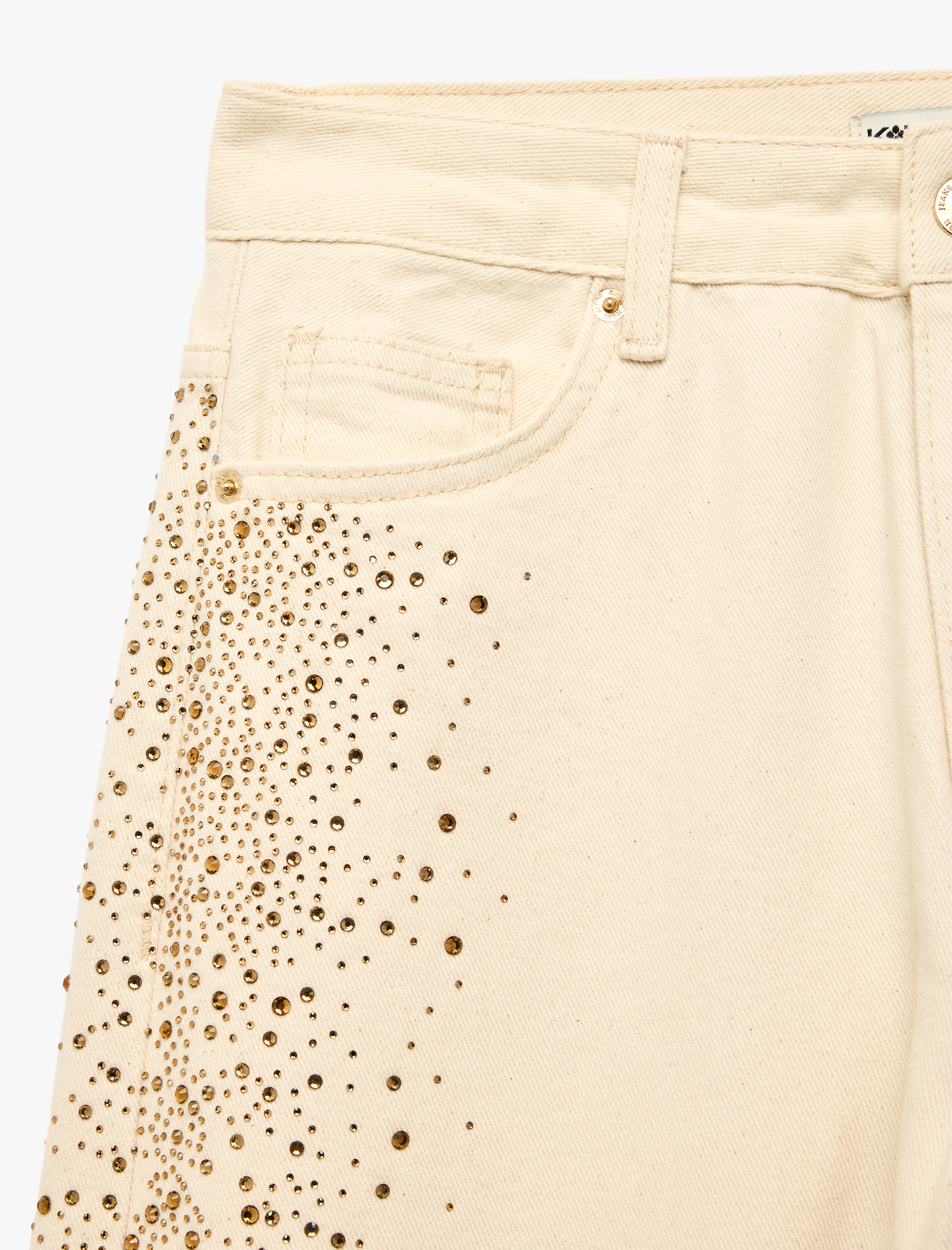   Cepli Taş Detaylı Geniş Paça Denim Pantolon -  Wide Leg Jeans