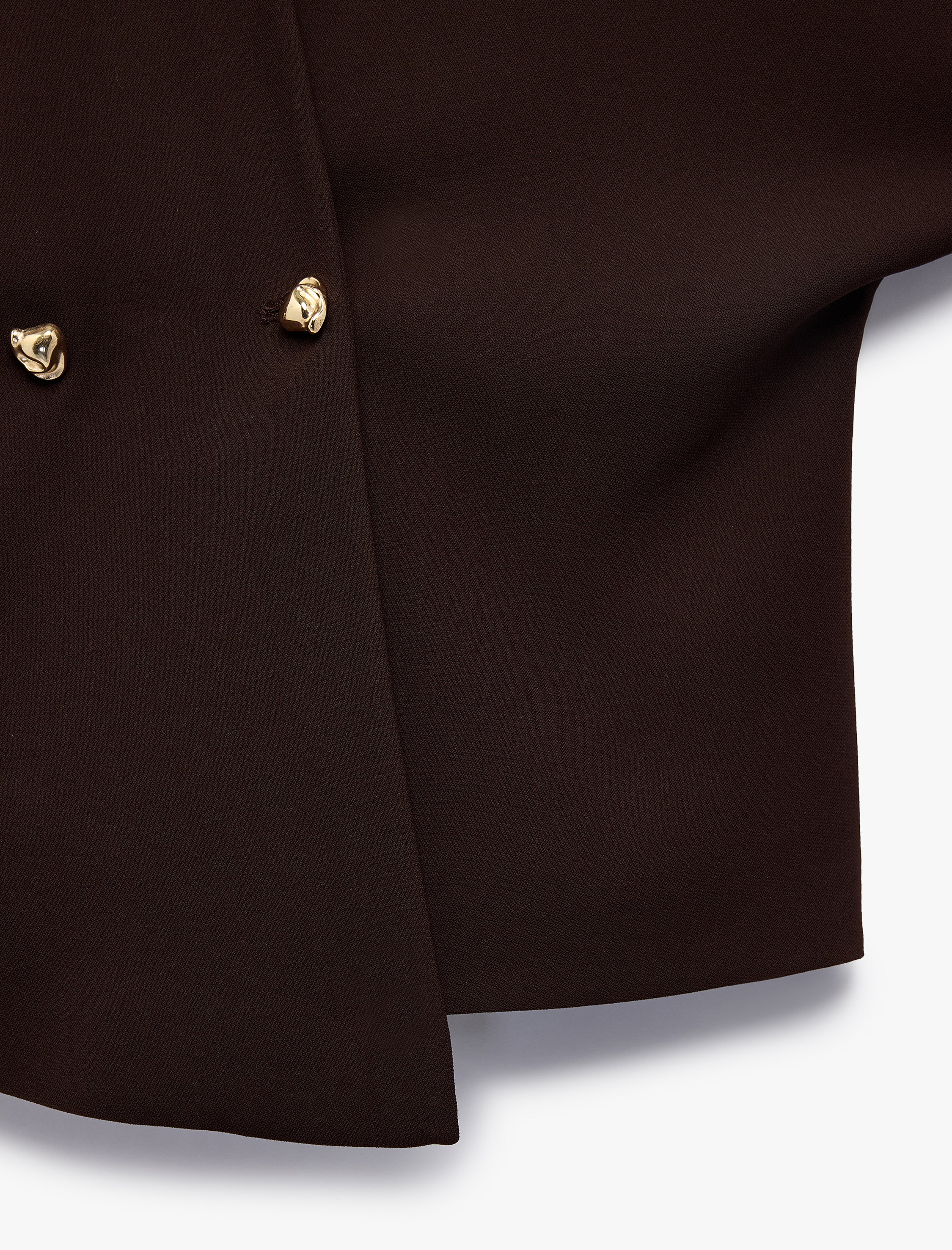   Kolsuz Metal Aksesuarlı Asimetrik Kruvaze Yaka Yelek